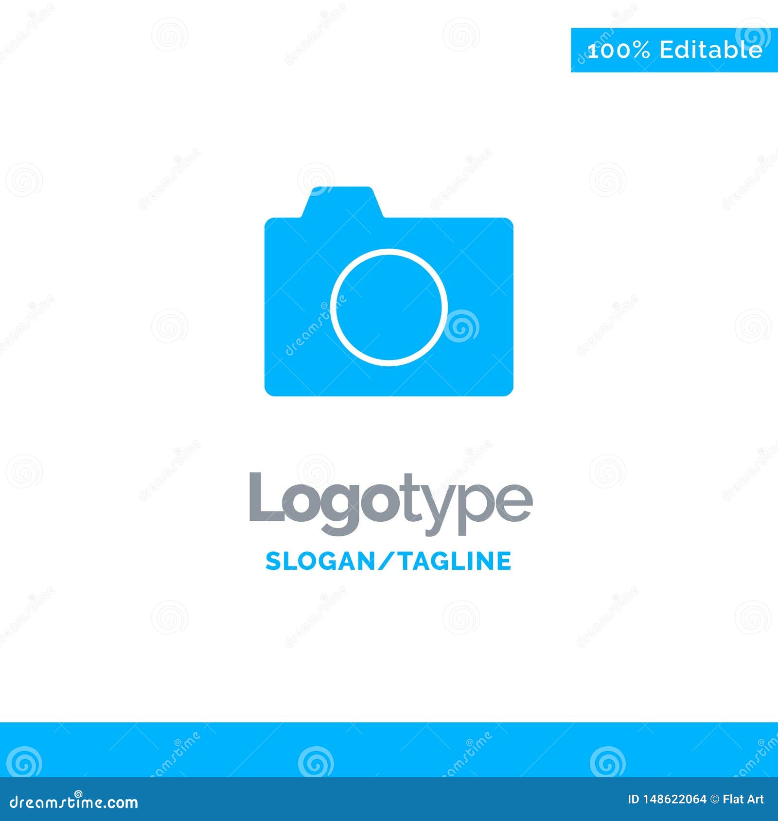 Camera, Image, Photo, Basic Blue Solid Logo Template. Place for Tagline