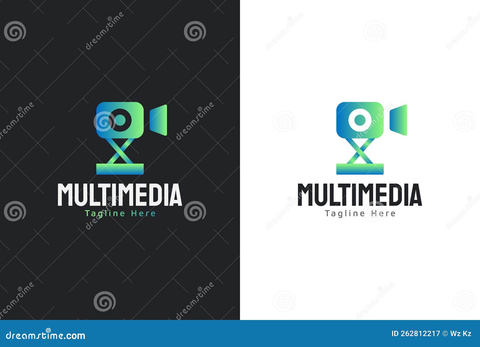 Camera Logo in Blue and Green Gradient with Modern Concept Stock Vector