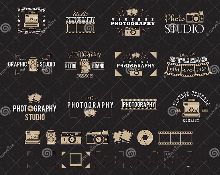 Camera Logo. Vintage Photography Badges, Labels, Dslr. Hipster Design ...