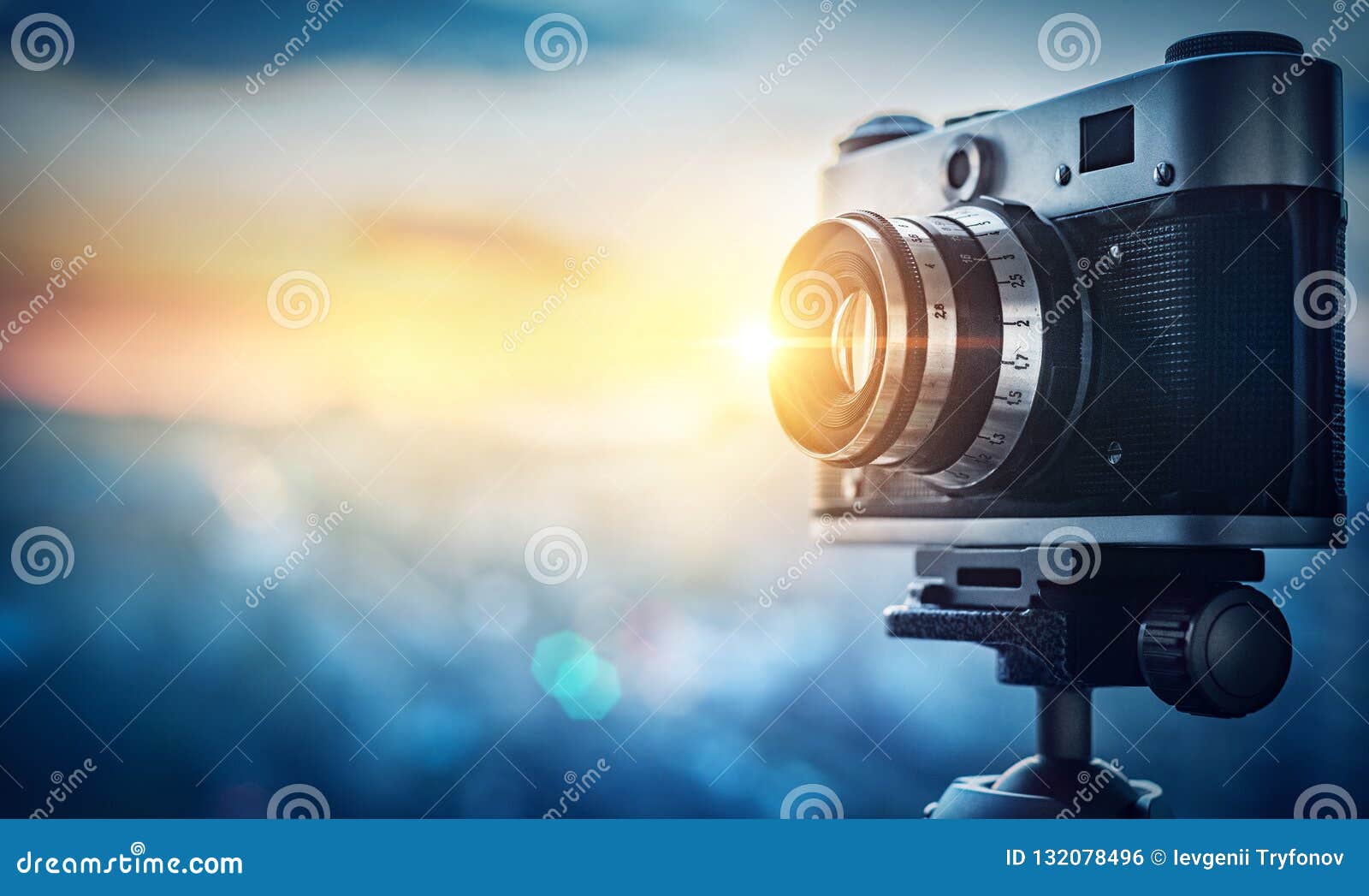 Camera on Night City Background. Concept on the Topic of Media Stock Photo  - Image of flare, camera: 132078496