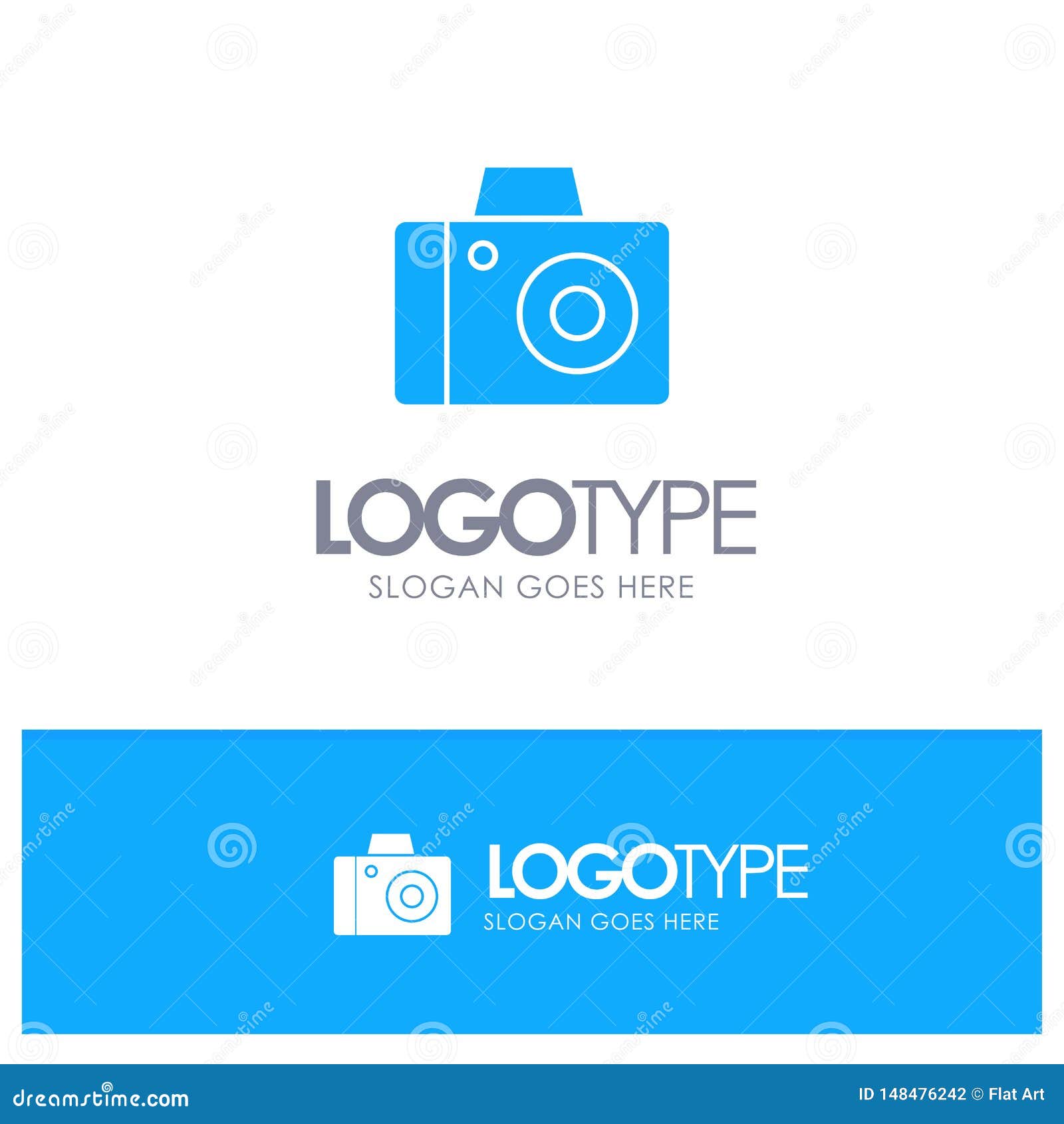 Camera, Photo, Studio Blue Solid Logo with Place for Tagline Stock