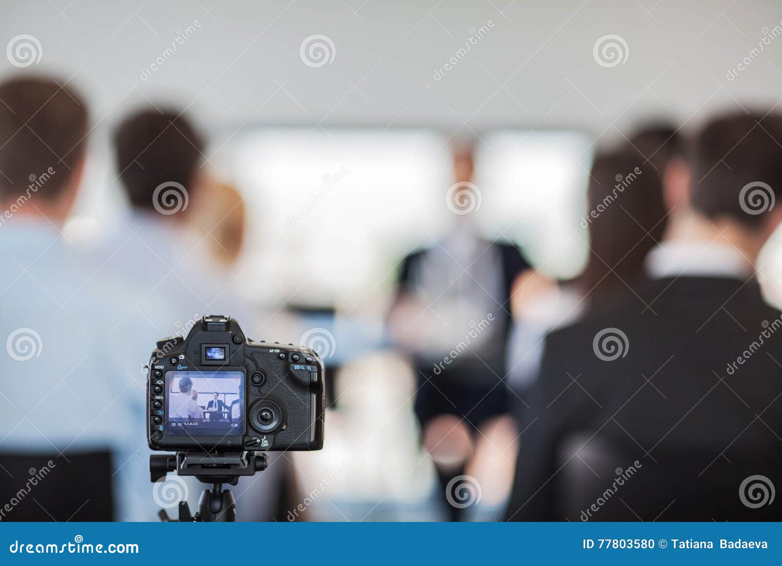Camera at press conference stock photo. Image of lecture 77803580