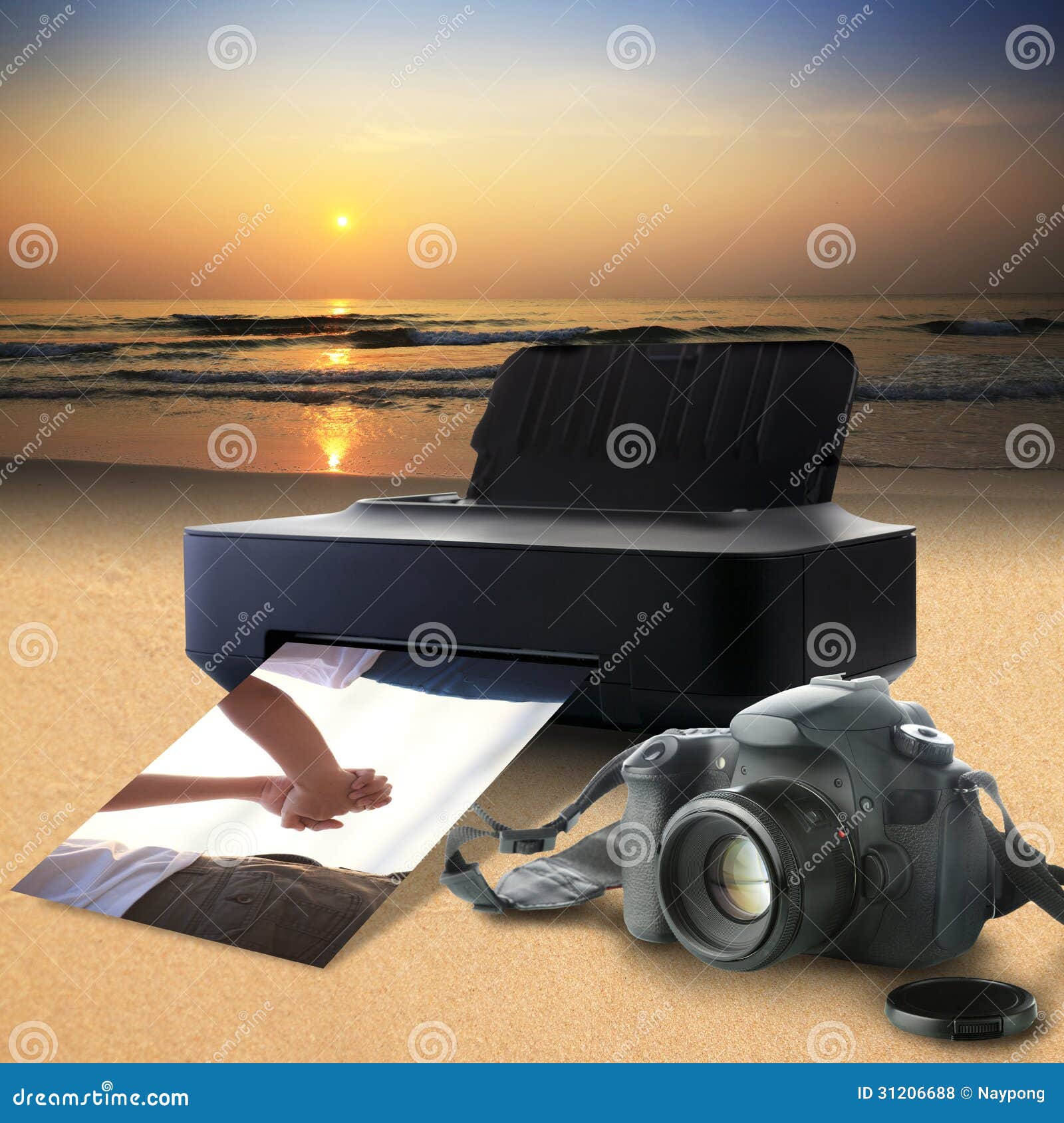 Camera and printer stock photo. Image of equipment, exotic 31206688
