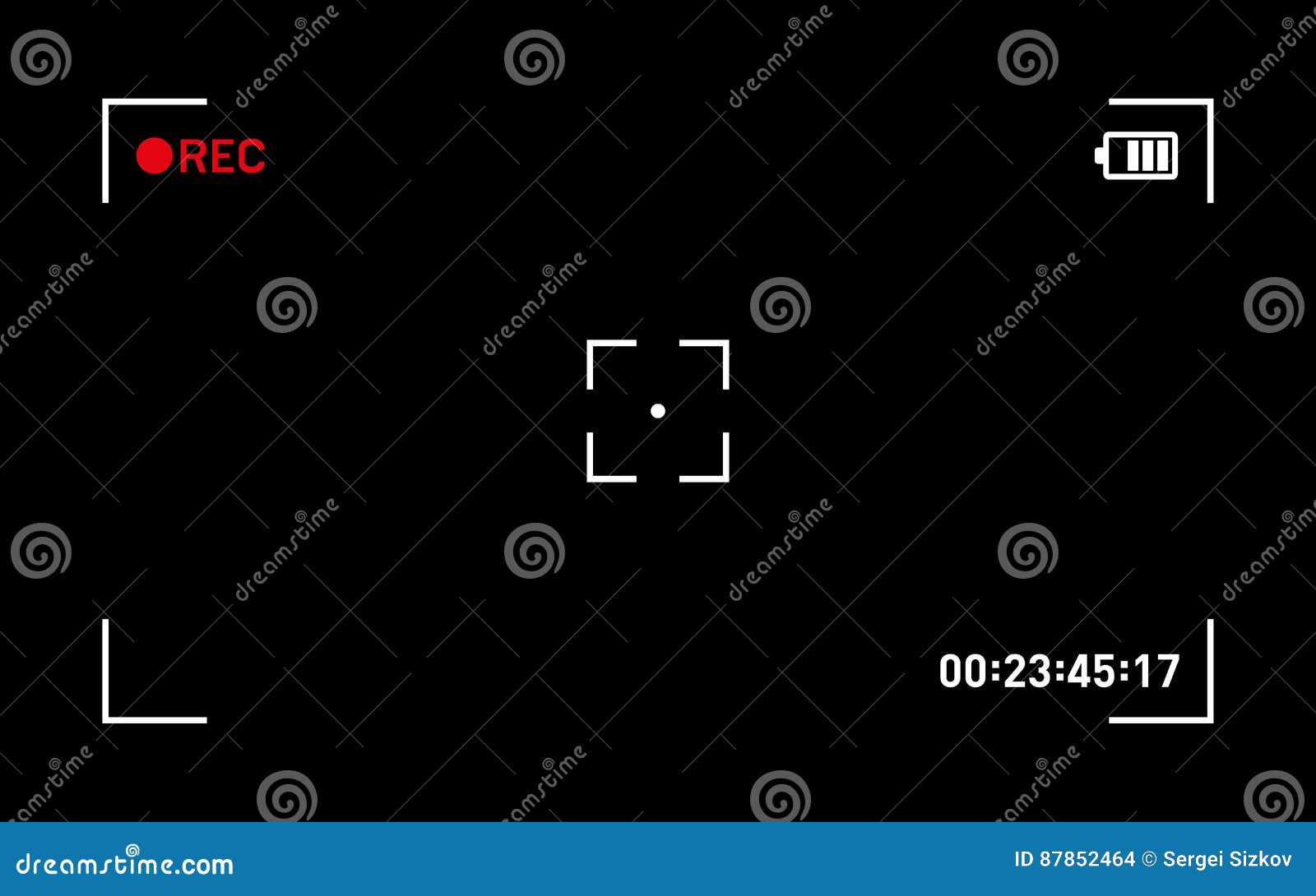Camera Recording Viewfinder Black Screen. Vector Stock Vector