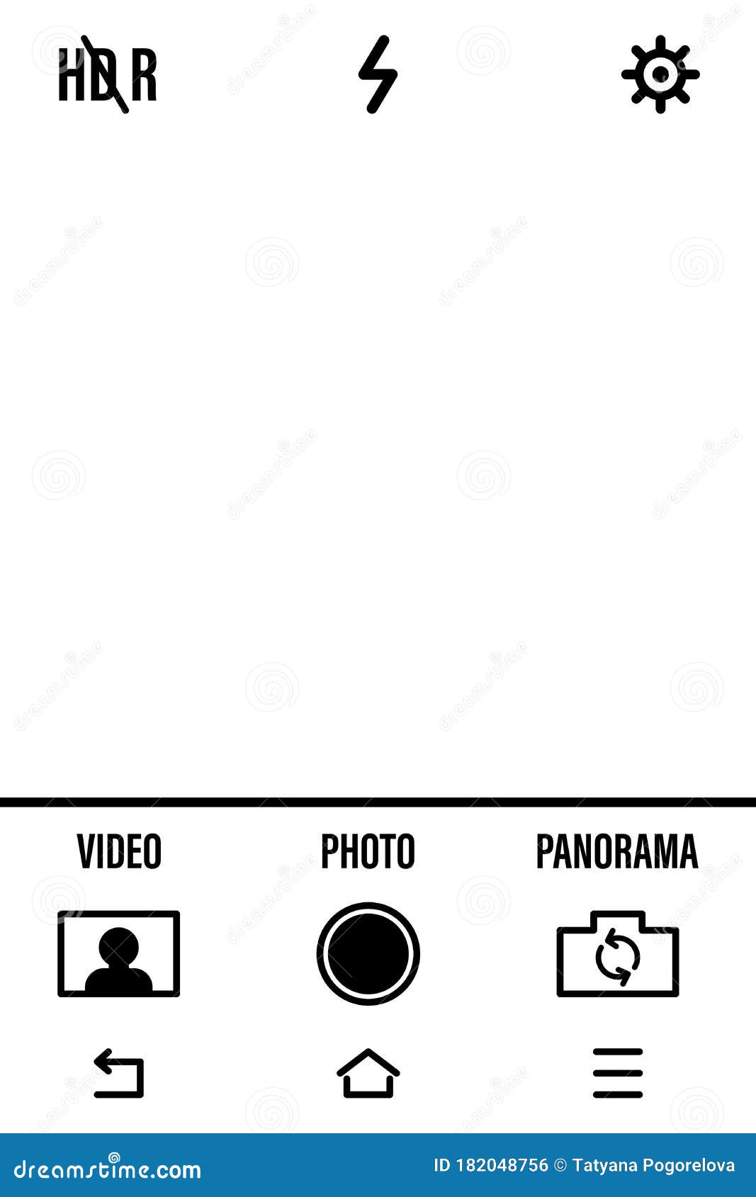 Camera Screen with White Frame, Figures and Battery Symbol. Camcorder