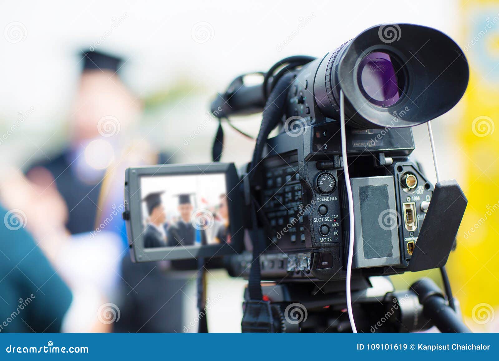 camera show viewfinder image catch motion in interview or broadcast wedding ceremony, catch feeling