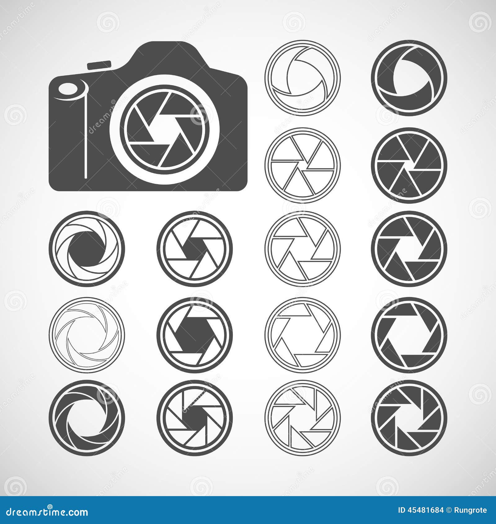 camera shutter icon set,  eps10