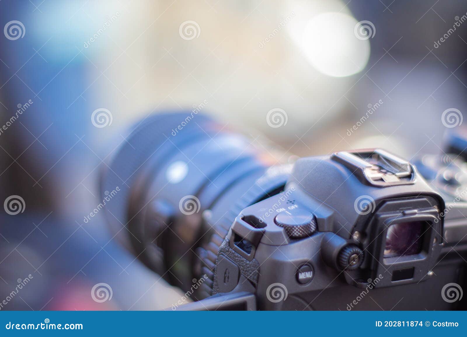 Camera on Tripod Up-close Recording the Blurry Street Stock Photo ...