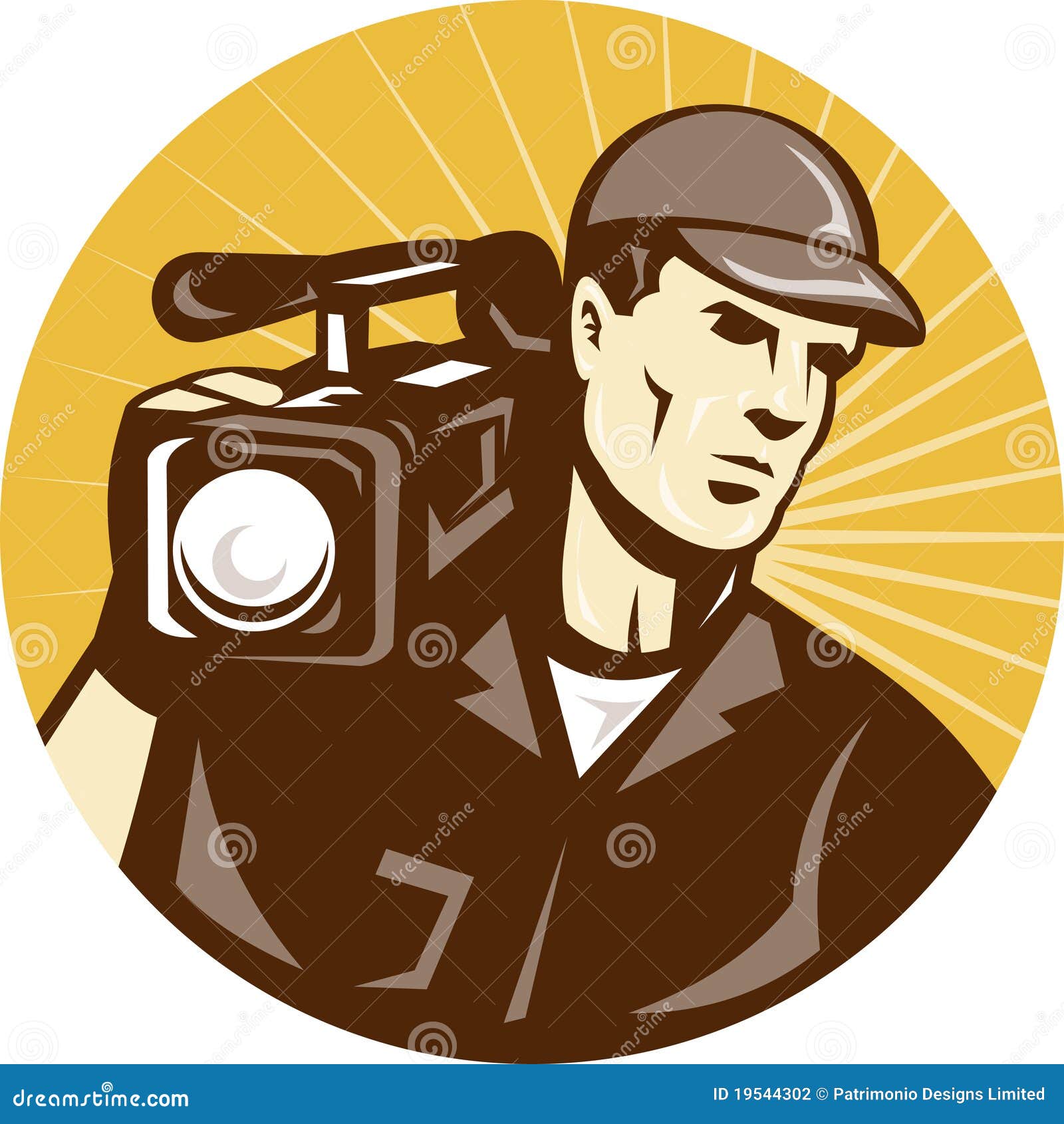 Cameraman film crew camera stock illustration. Illustration of video 19544302