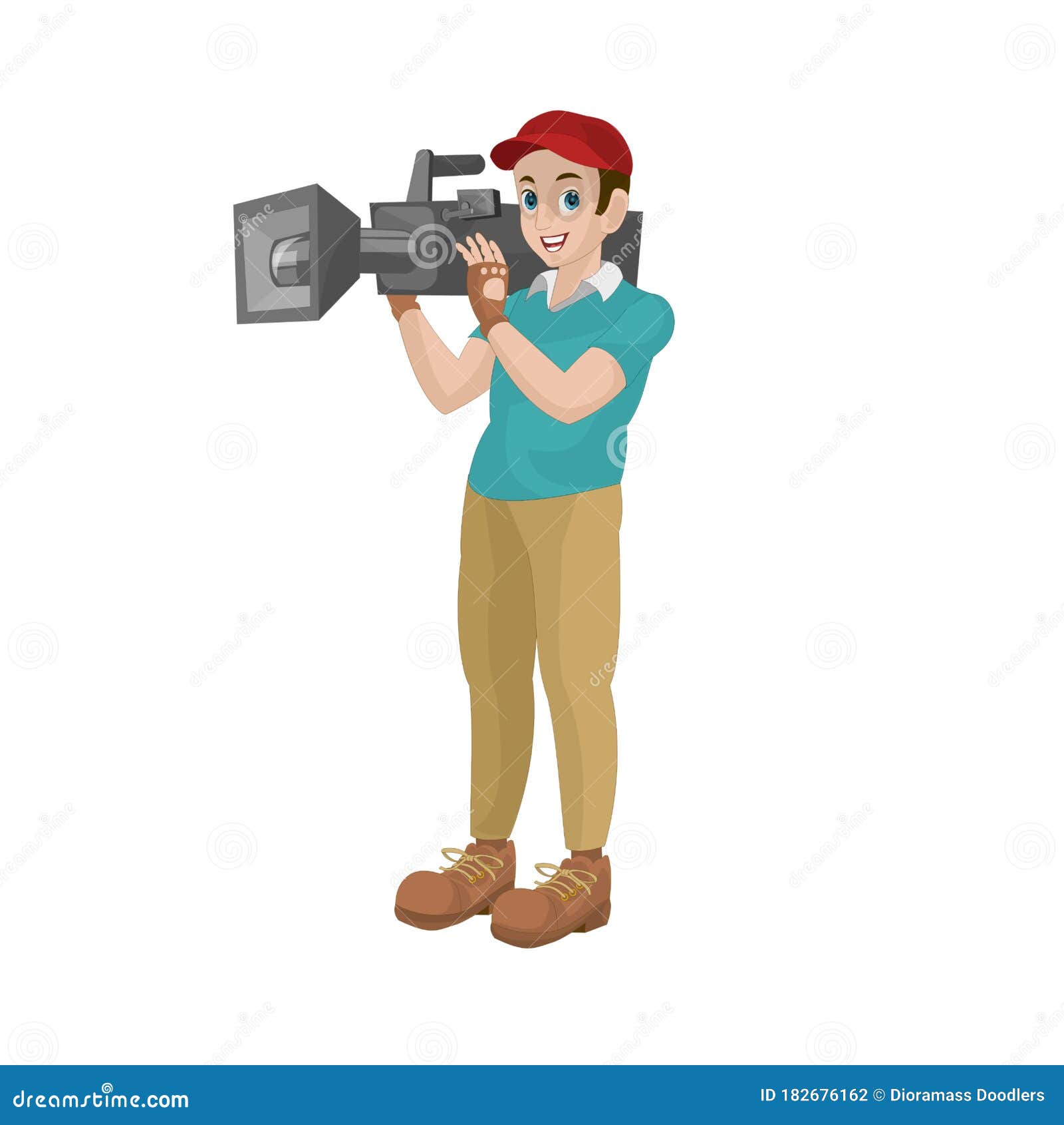 Cameraman, Film Crew, Vector Cartoon Illustration. Stock Photo -  Illustration of isolated, nisolated: 182676162