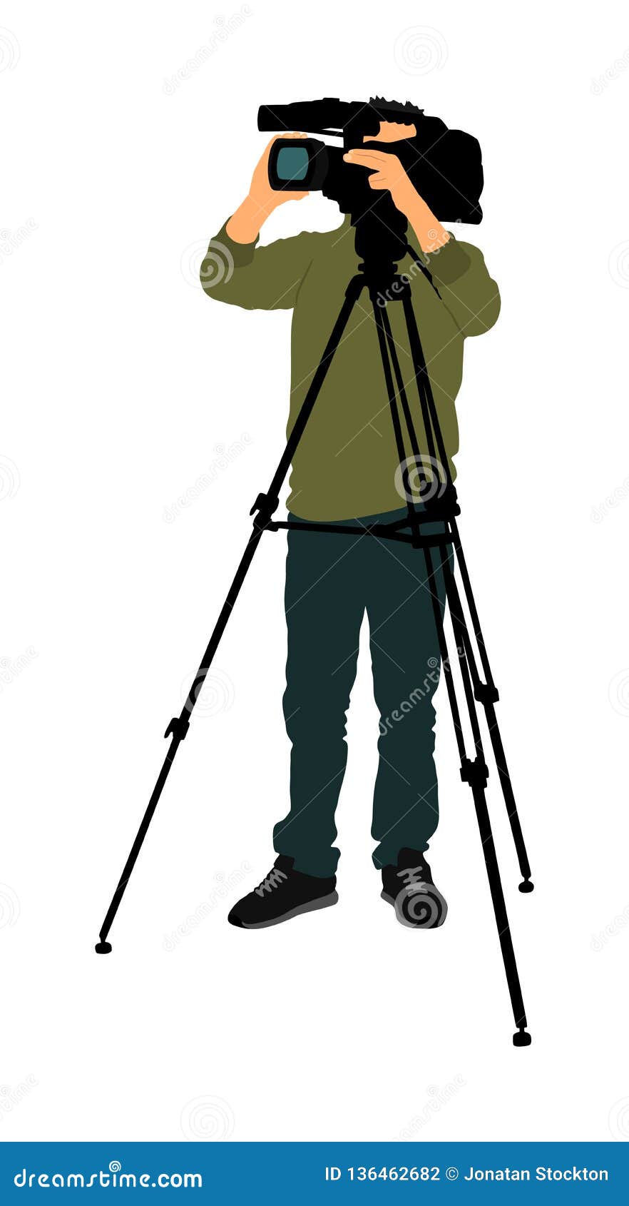 Cameraman Illustration With Video Camera On Concert, Sport Event ...