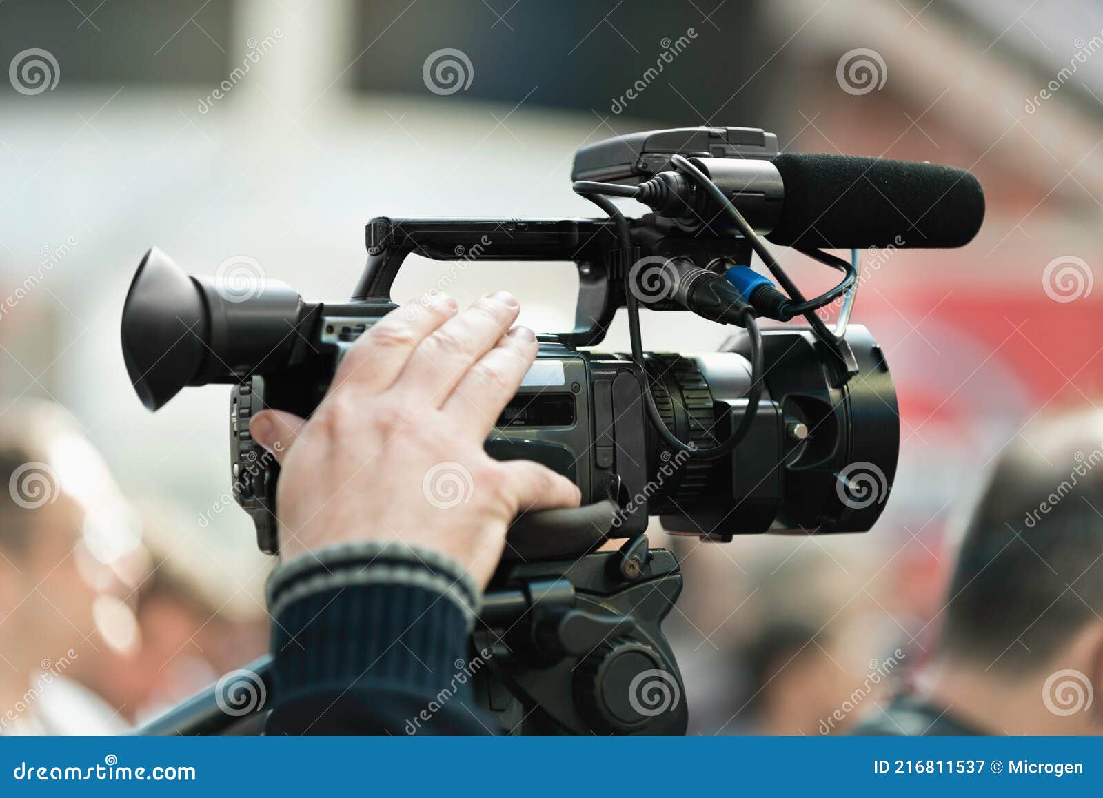 Cameraman recording stock image. Image of interview - 216811537