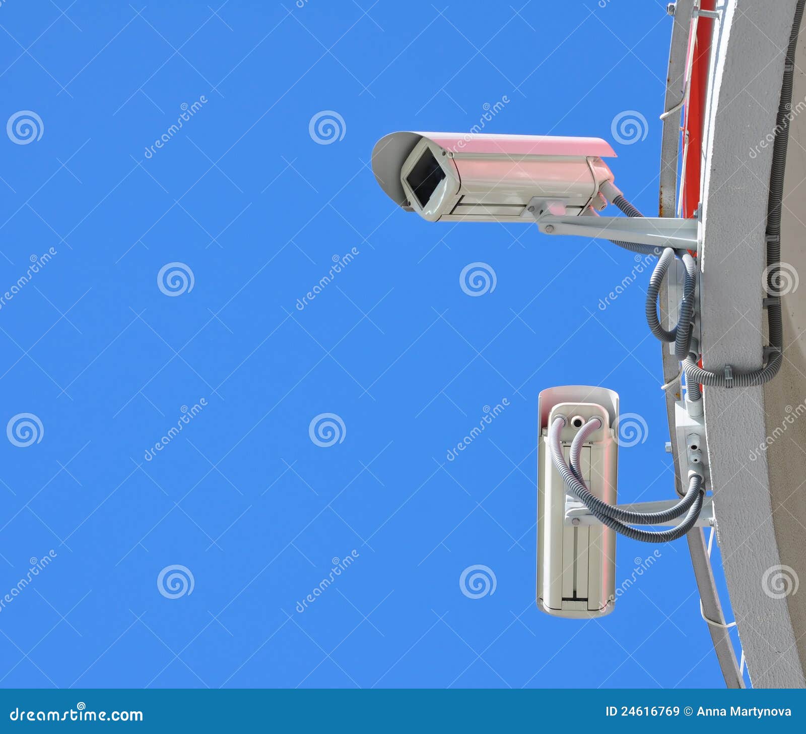 Cameras in the sky stock image. Image of cctv, record 24616769