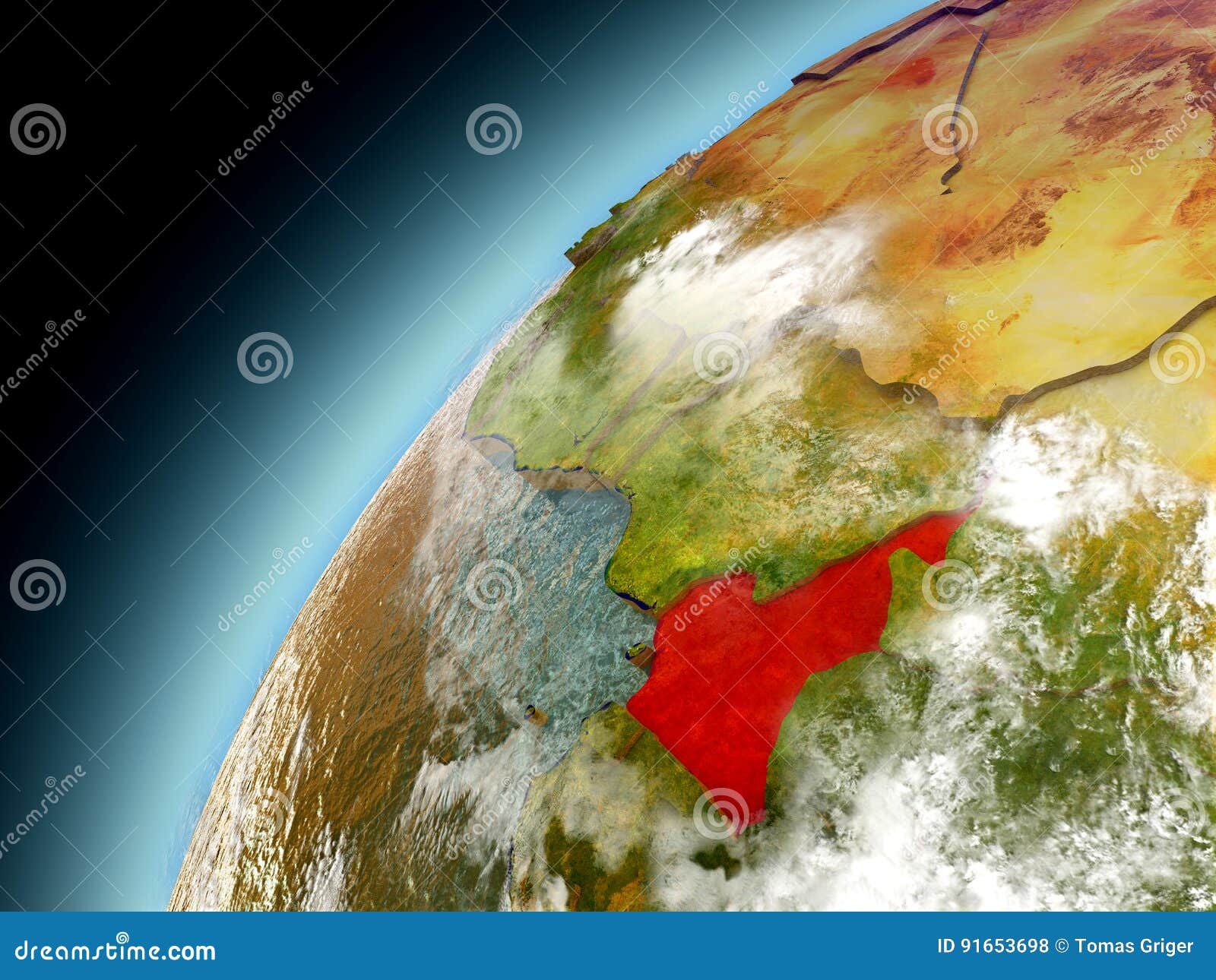 Cameroon From Orbit Of Model Earth Stock Illustration - Illustration Of ...