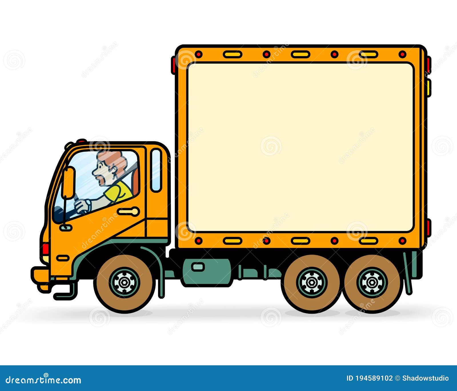 Camión Amarillo Aislado En Blanco. Ilustración Vectorial De Dibujos  Animados De Camiones De Entrega Ilustración del Vector - Ilustración de  carro, anaranjado: 194589102