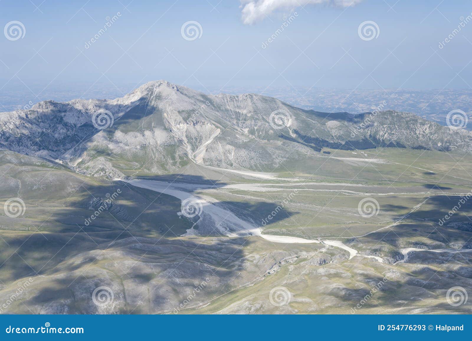 camicia peak at campo imperatore upland, aerial, italy