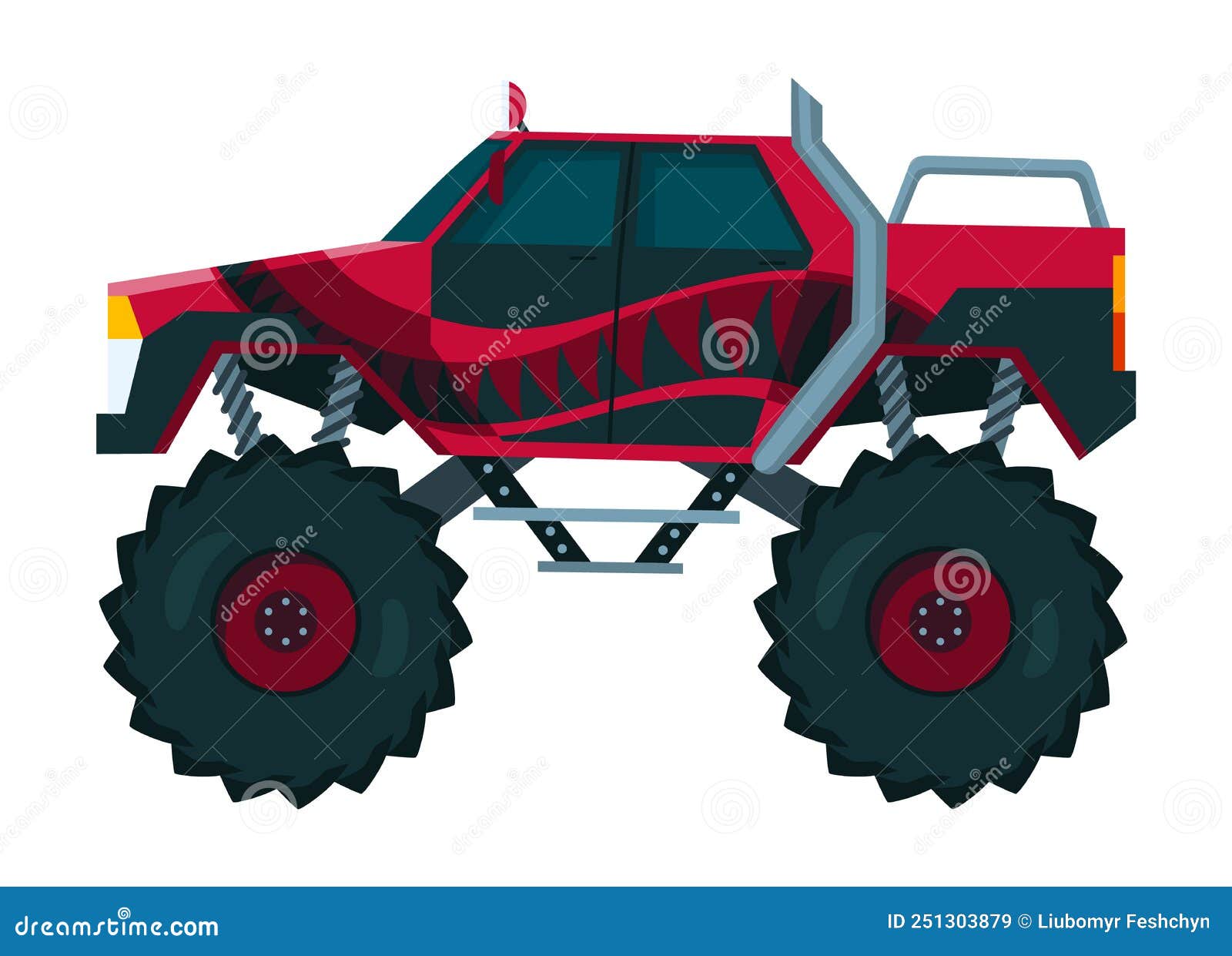 Caminhão Monstro. Carro De Desenho Animado Colorido Brilhante Com Rodas  Grandes. Carro Pesado Com Pneus Grandes E Janelas Coloridas Pretas. Isolado  Rali 4x4 Computador Ou Jogo Móvel Royalty Free SVG, Cliparts, Vetores