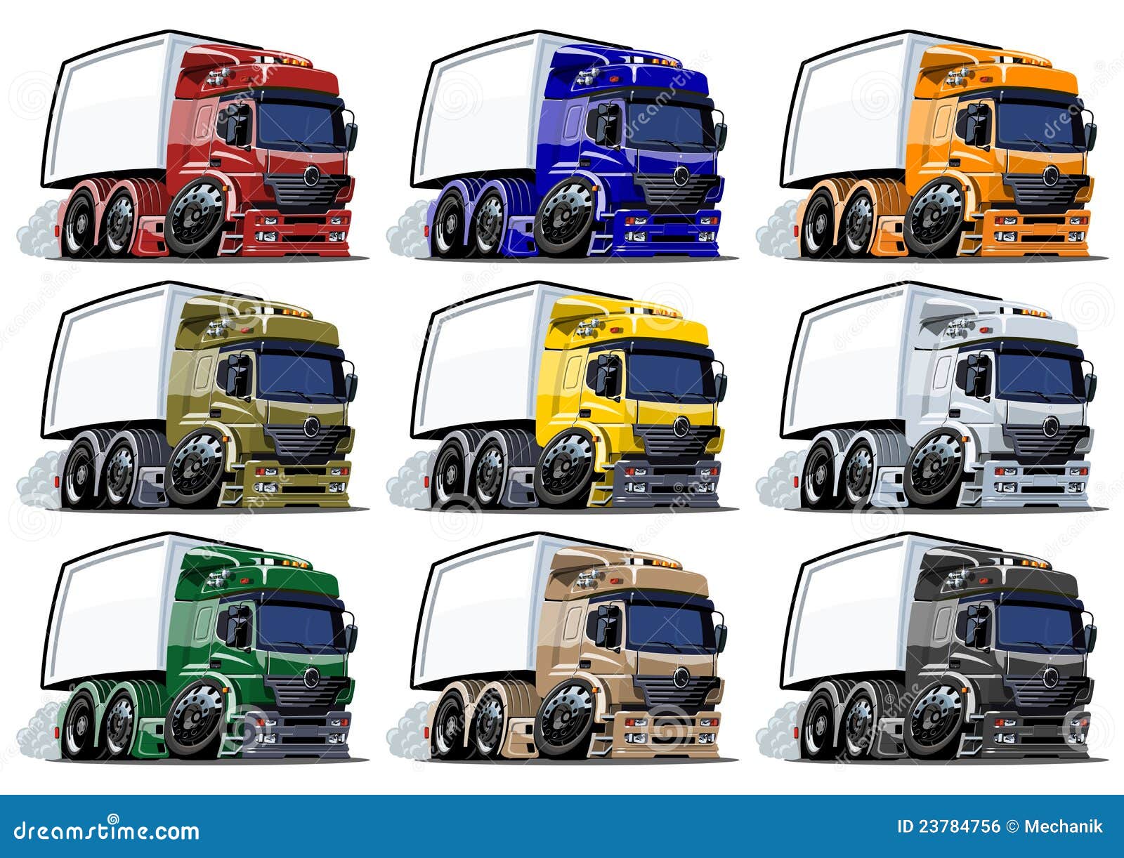 Caminhões Dos Desenhos Animados Ajustados Ilustração Stock - Ilustração de  trator, isolado: 23784756