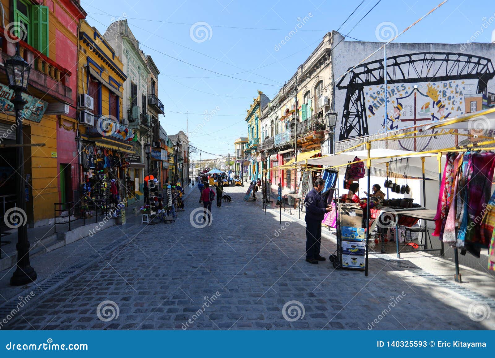 Caminito Streets with Tourists in Argentina Editorial Stock Photo