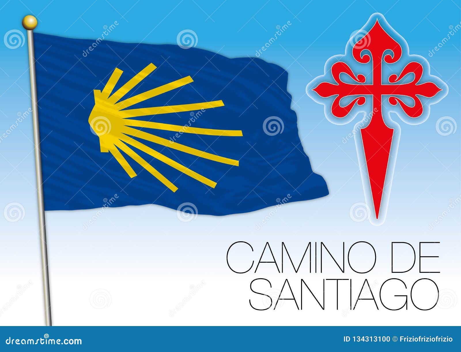 Simbolo Del Cammino Di Santiago Camino De Santiago, Flag and Symbols Stock Vector - Illustration of