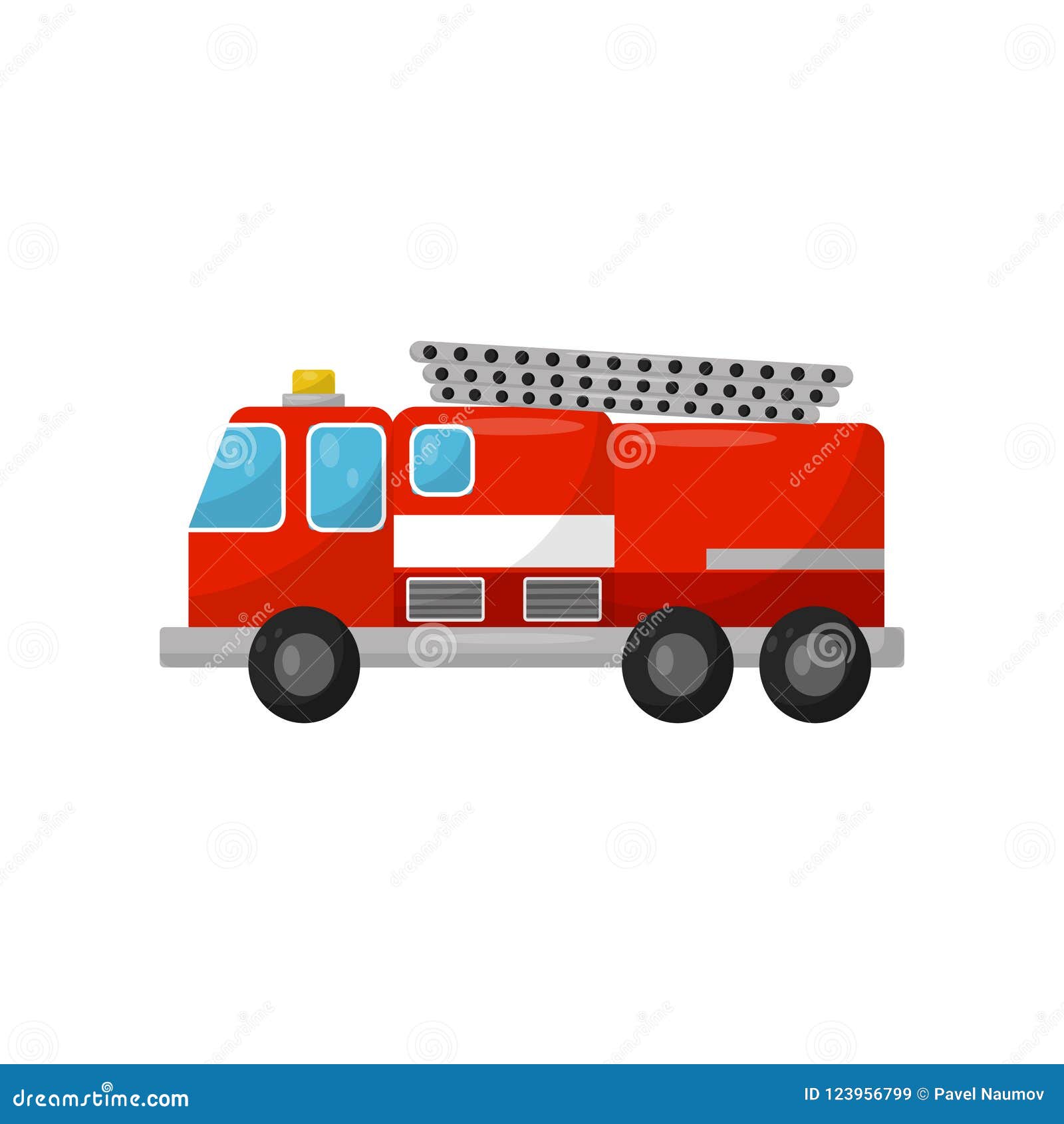 Camion De Pompier Sur Fond Blanc Transport De Dessin Animé