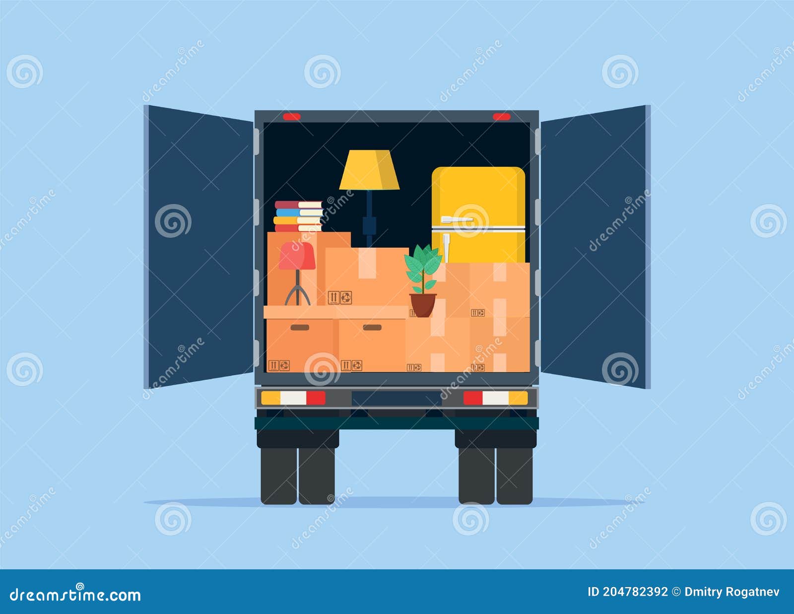Camion De Livraison Avec Boîtes En Carton Et Transport Routier