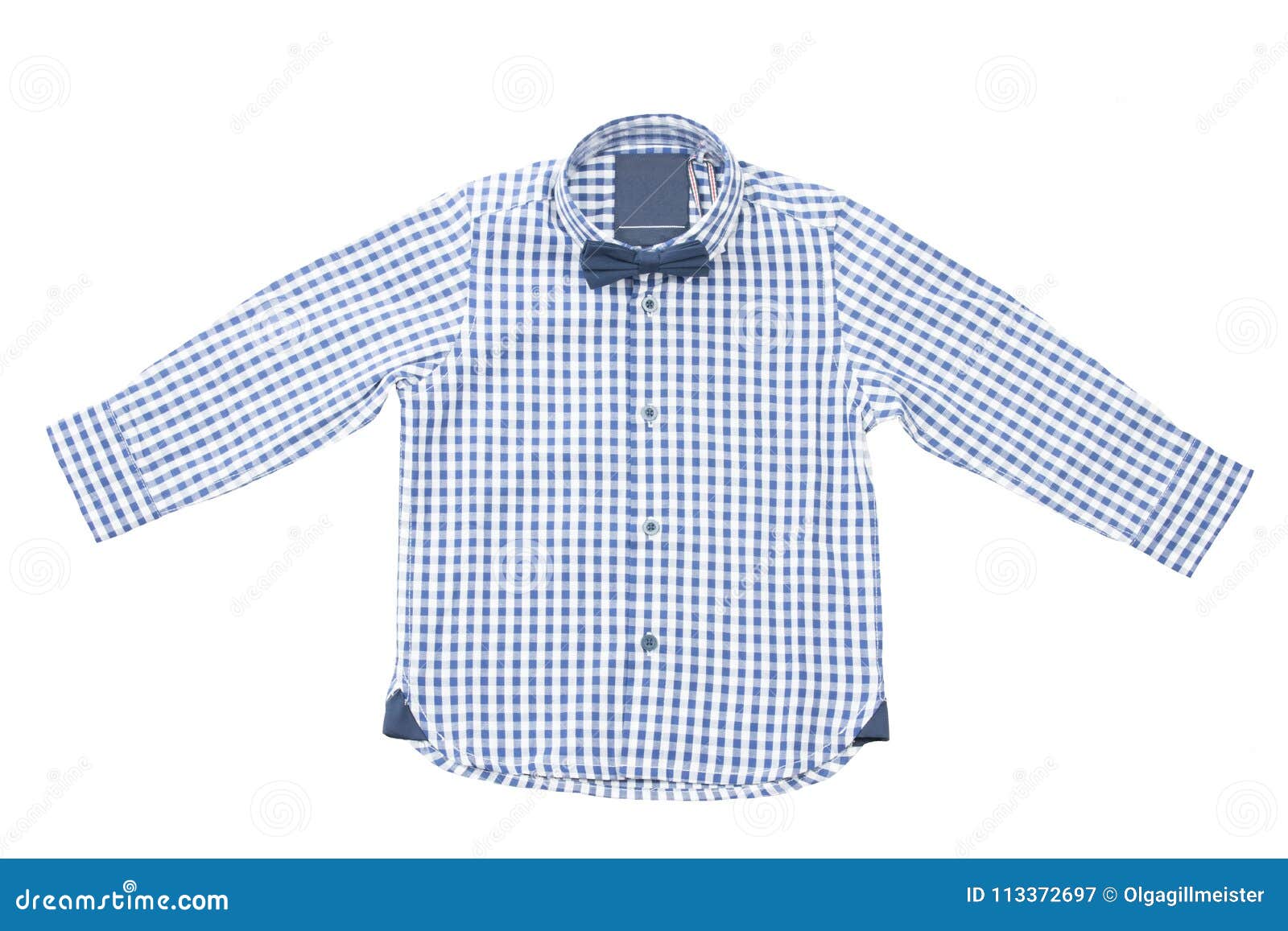 Camisa a Cuadros Blanca Azul De Los Niños Con La Corbata De Lazo Imagen de archivo - Imagen modelo, 113372697
