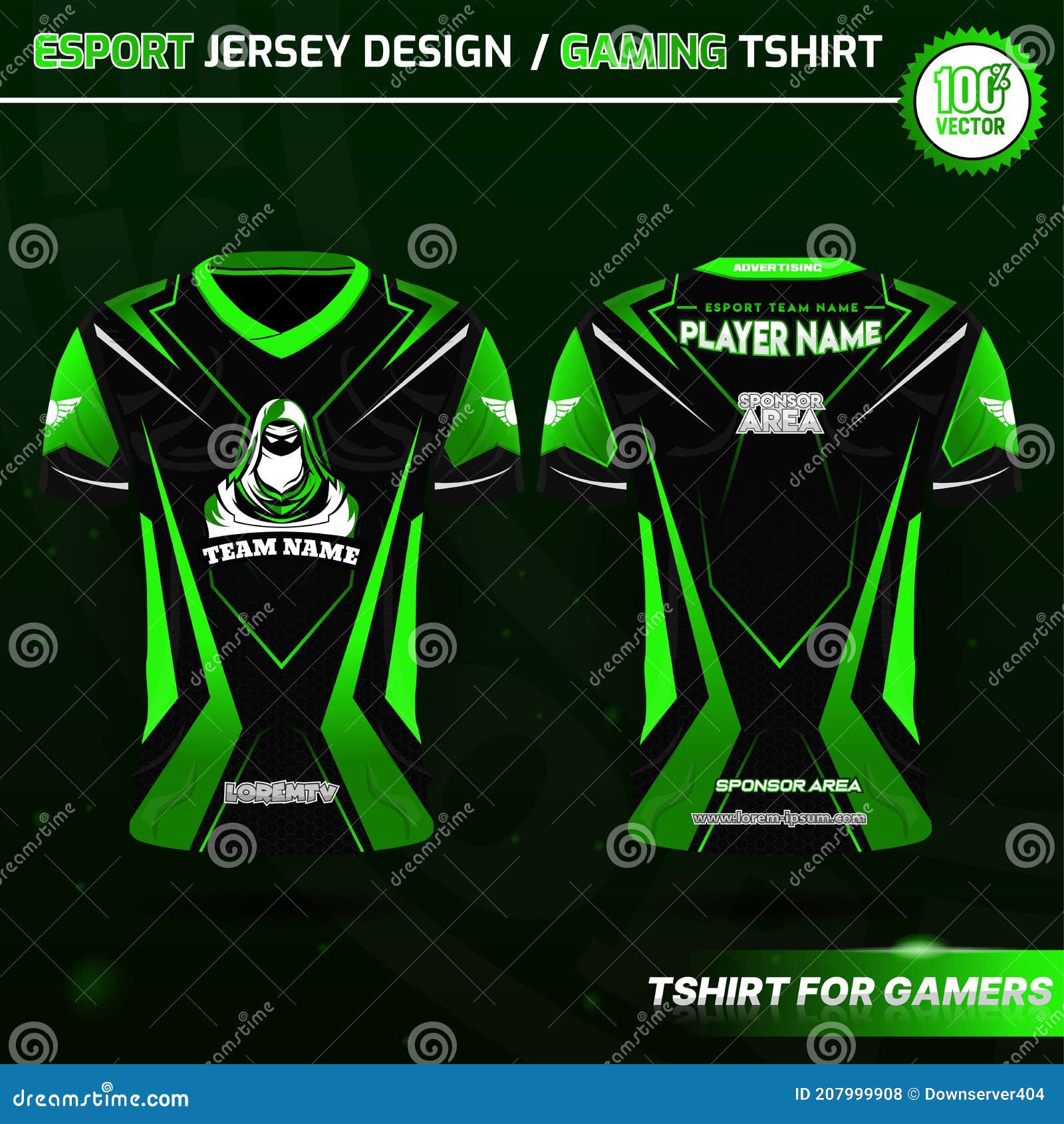 Camiseta De Juegos Color Oscuro Y Verde Ilustración del Vector Ilustración de ropa, liga: 207999908
