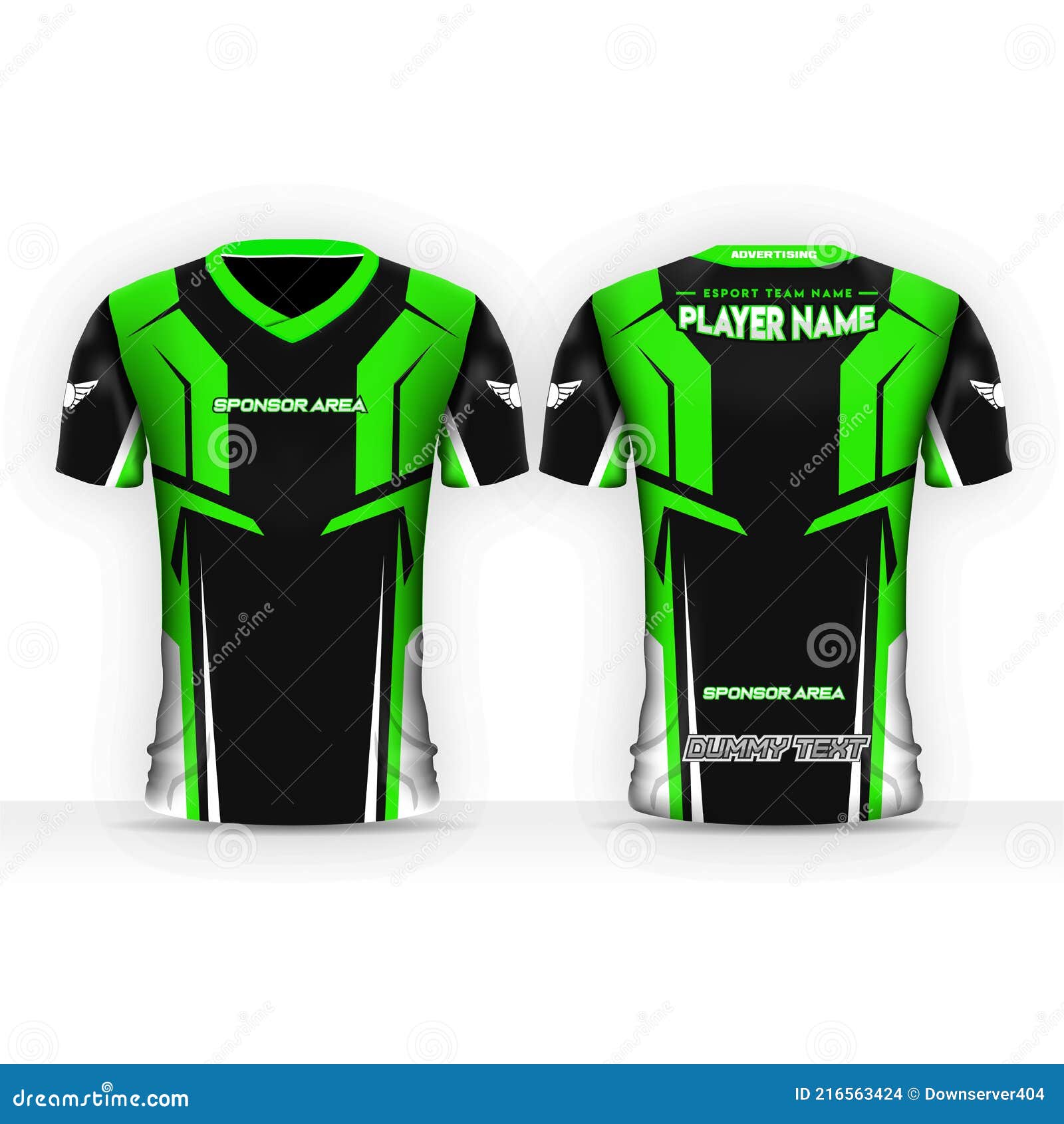 Camisetas Verde Diseño Para Los Jugadores Con Estilo Diseño Moderno Ilustración Vector - Ilustración de jersey, negro: 216563424