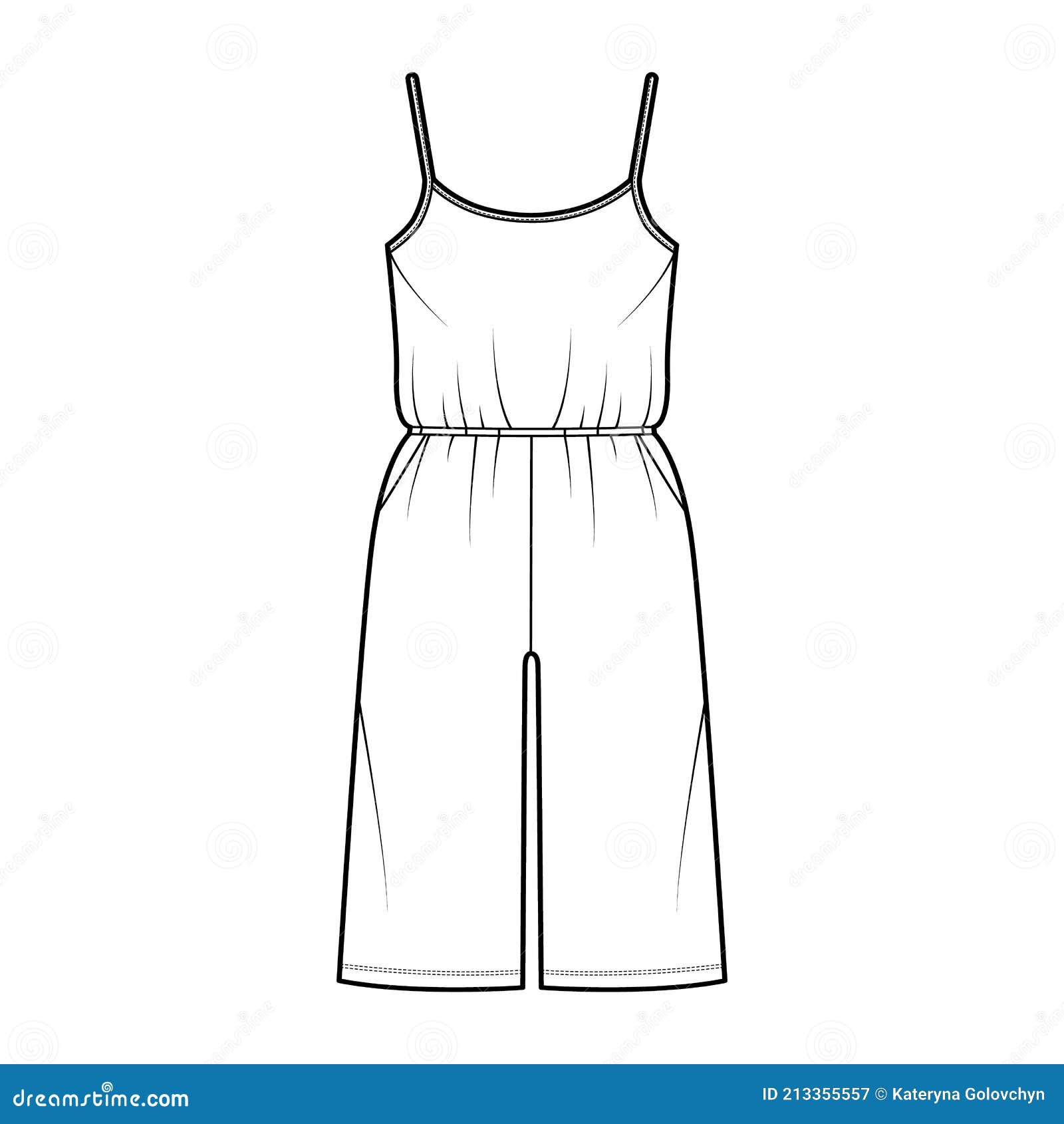 Dungaree Dress Denim Overall Jumpsuit Technical Fashion Illustration ...