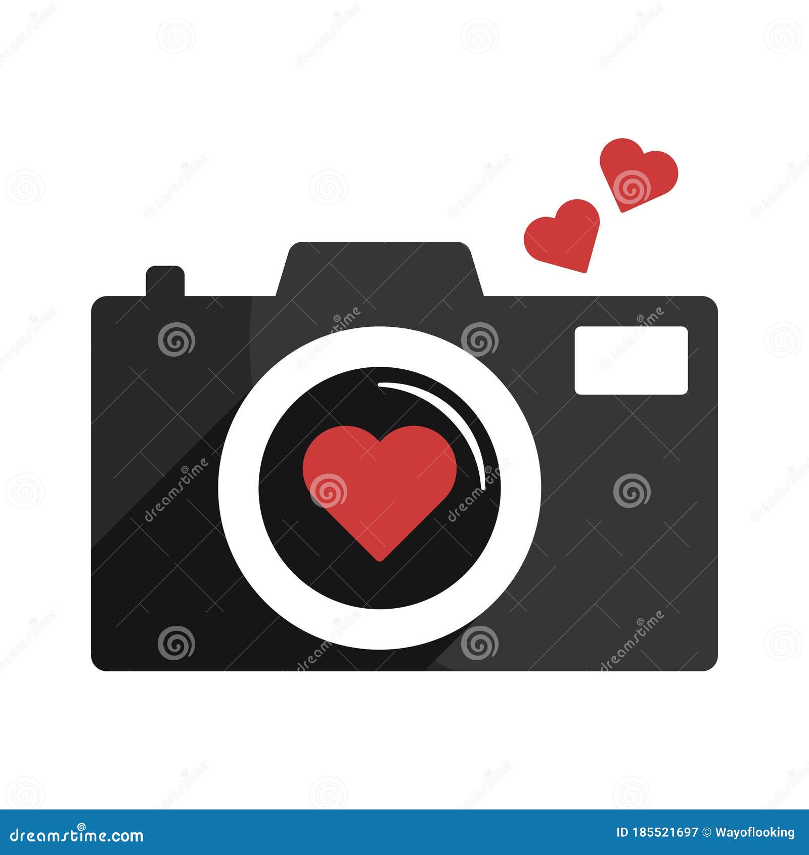 Camera and Heart Sign. Flat Style. Isolated Stock Vector Illustration