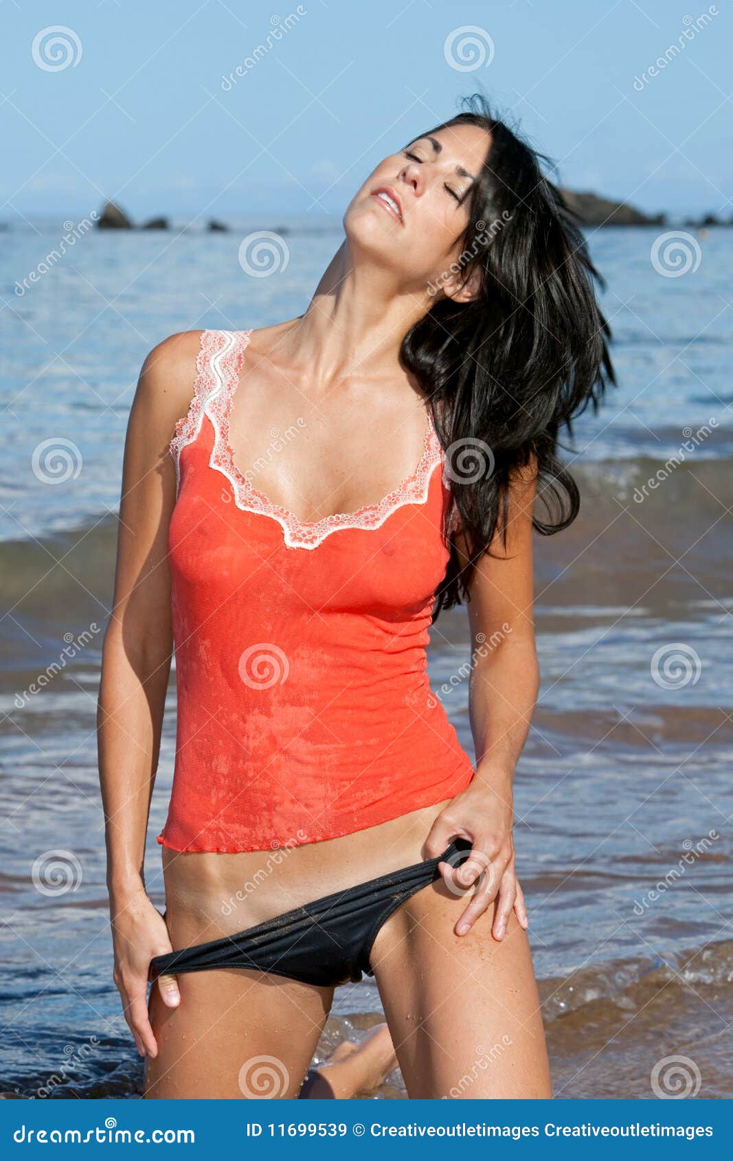 Wet Girl Bikini On Open Air Stock Photo 85670233