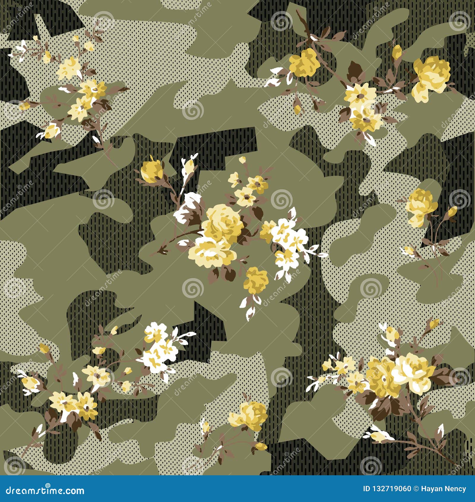 Camouflage and Flowers Pattern on FLOWER Stock Vector - Illustration of  fresh, decorative: 132719060