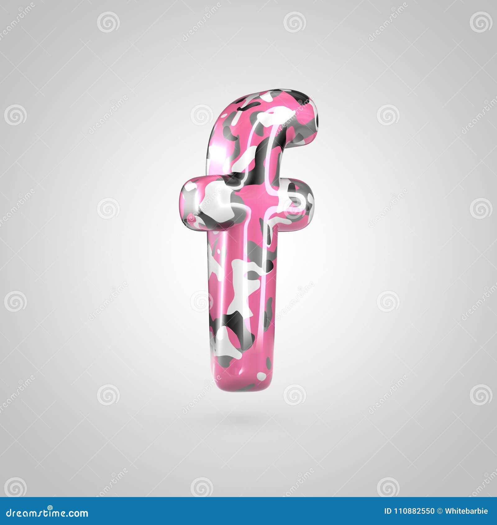Camouflage Letter F Lowercase With Pink Grey Black And White