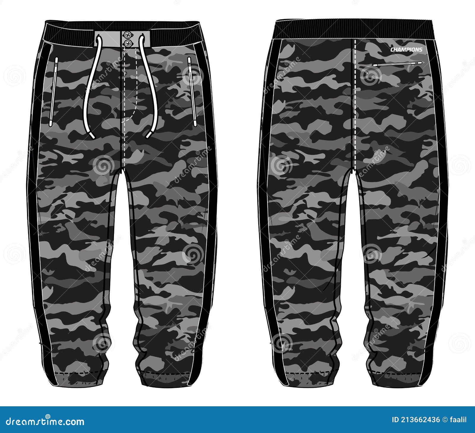 Camouflage Three Quarter Shorts Design Concept Vector Template