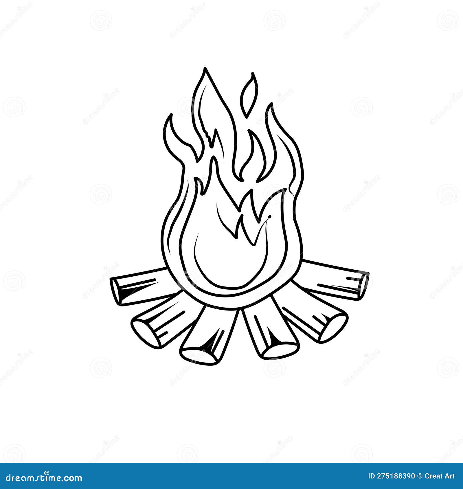 Camp Fire Clipart Vector Black Outline Drawing Stock Vector - Illustration  of fire, drawing: 275188390