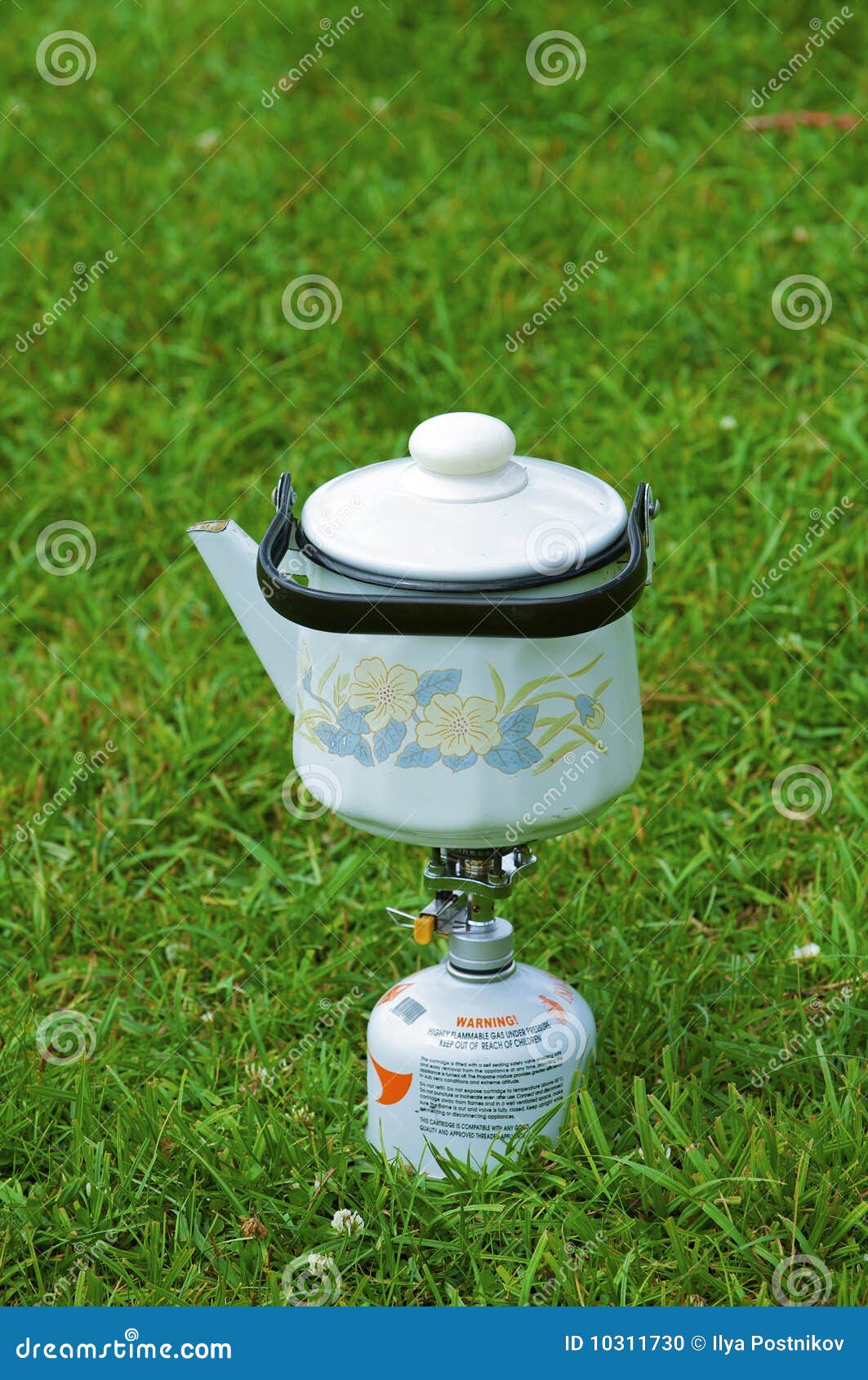 Camp kettle on gas stock photo. Image of kettle, burner 10311730