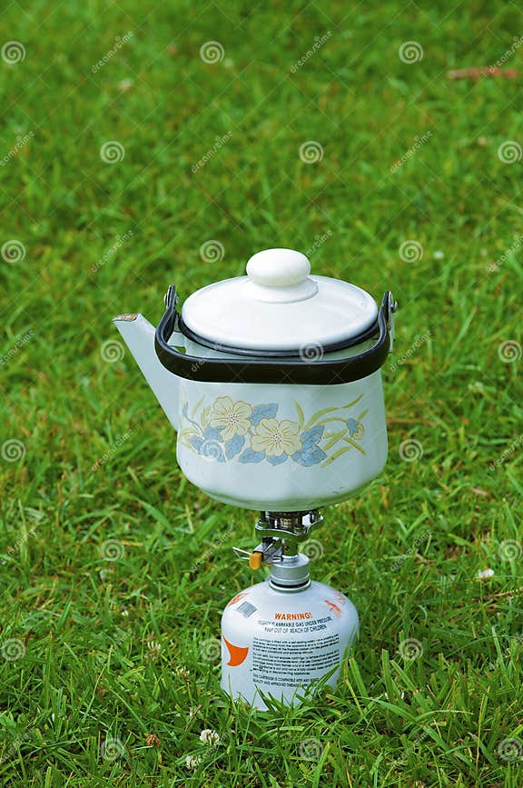 Camp kettle on gas stock photo. Image of kettle, burner 10311730