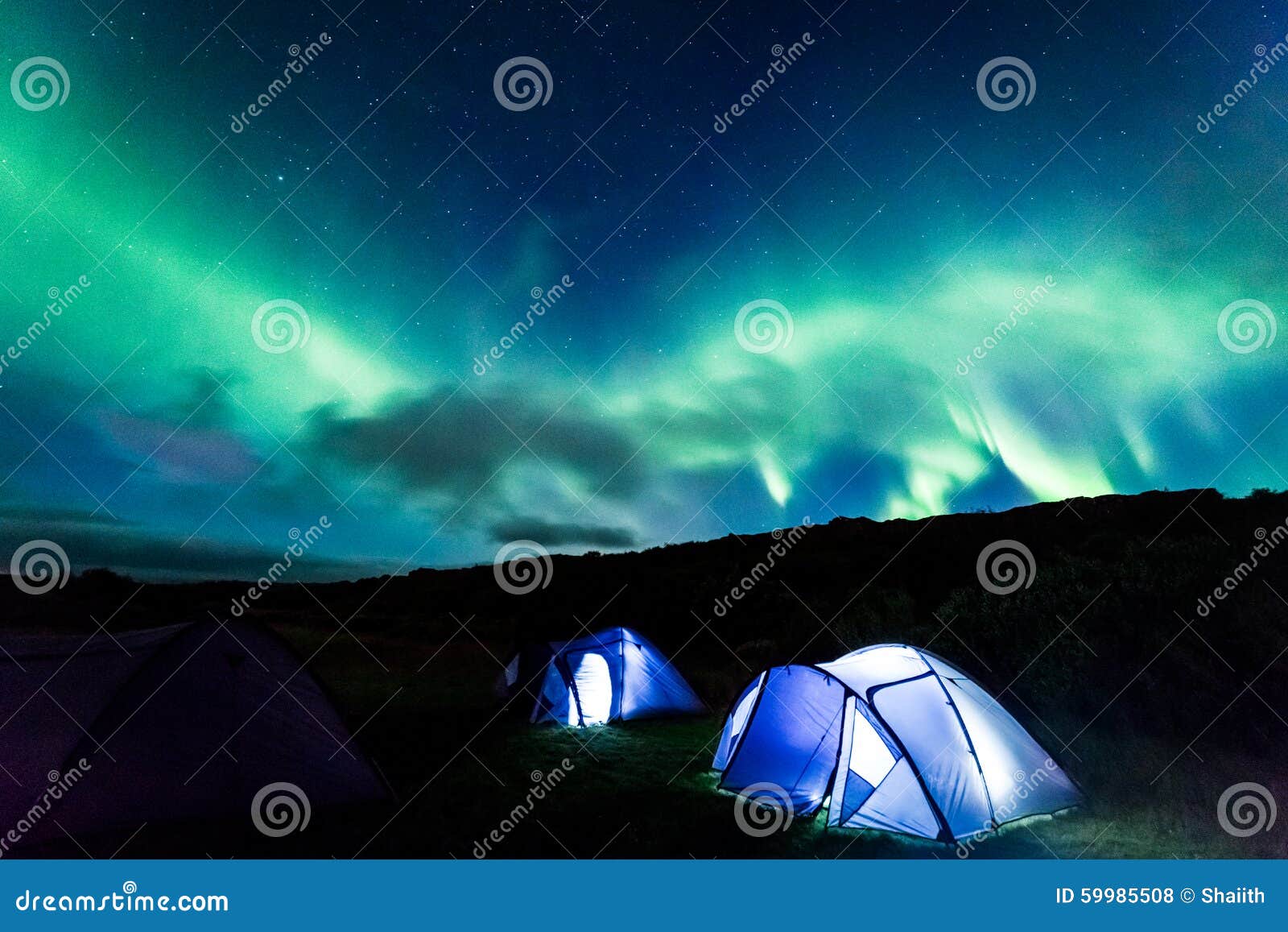 Camp with Northern Lights, Iceland Stock Photo Image of beautiful