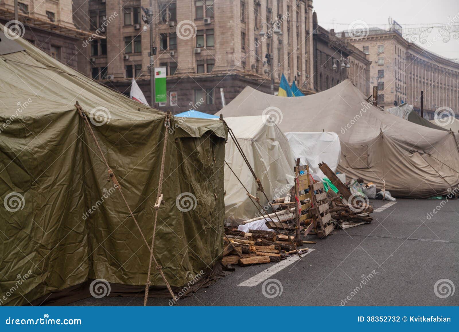 camp of protesters on maidan, euromaidan, kiev