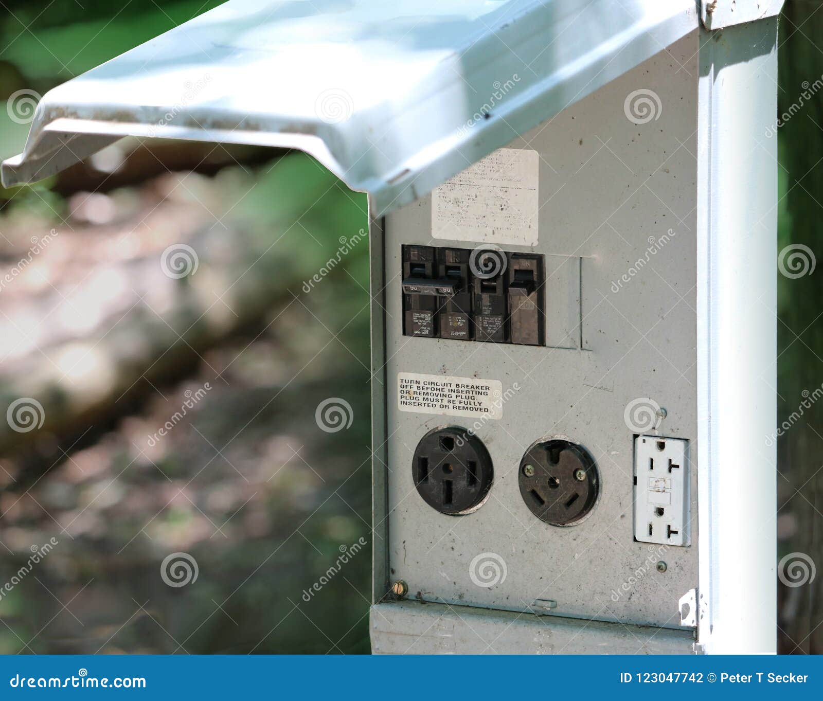 Outdoor Electrical Receptical for RV, 50amp, 30amp, 110V Stock Photo -  Image of power, motor: 123047742