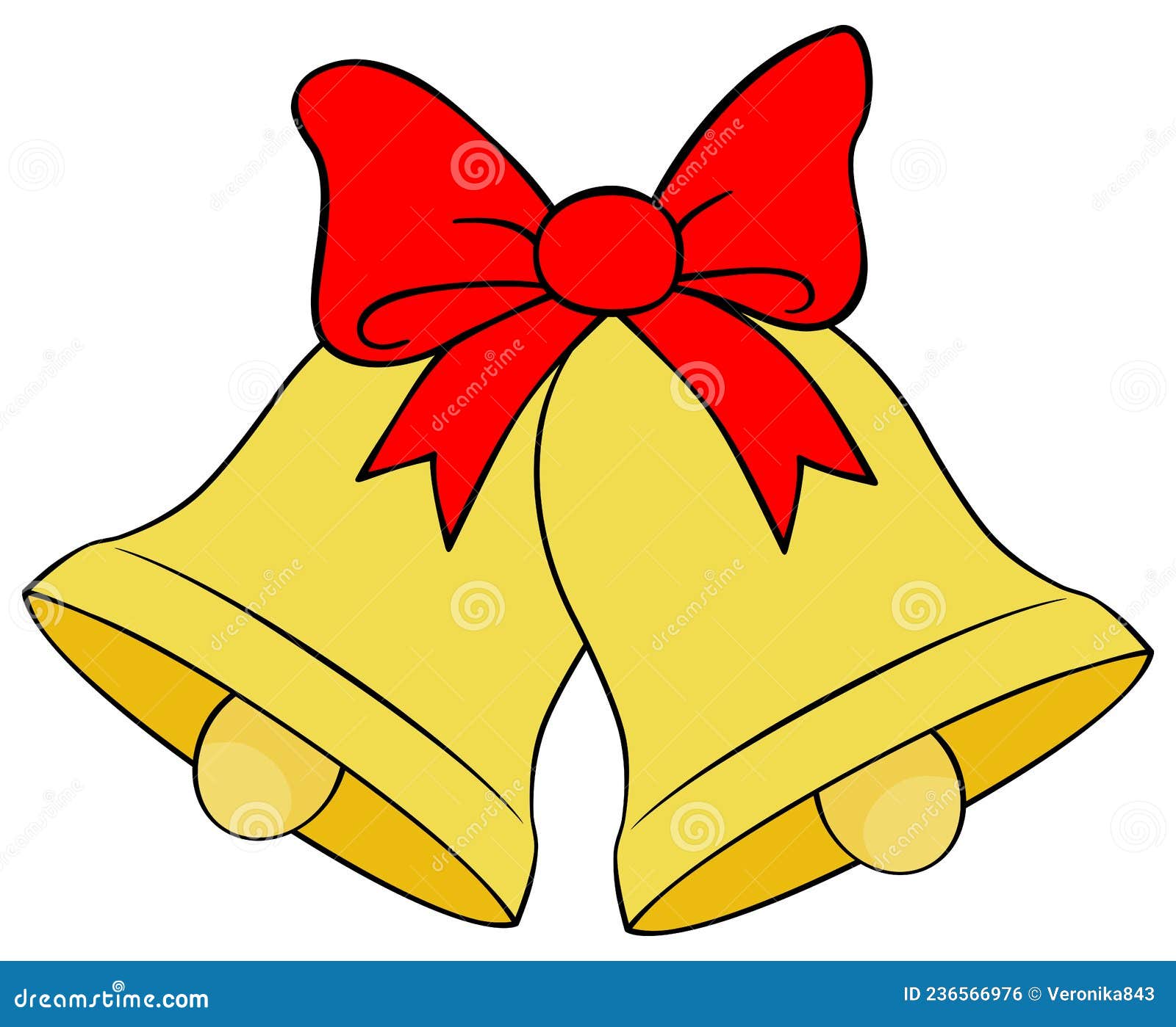 Campanas De Navidad Con Arco. Ilustración Del Vector Campana De Dibujos  Animados Aislada En Blanco Ilustración del Vector - Ilustración de fondo,  nuevo: 236566976