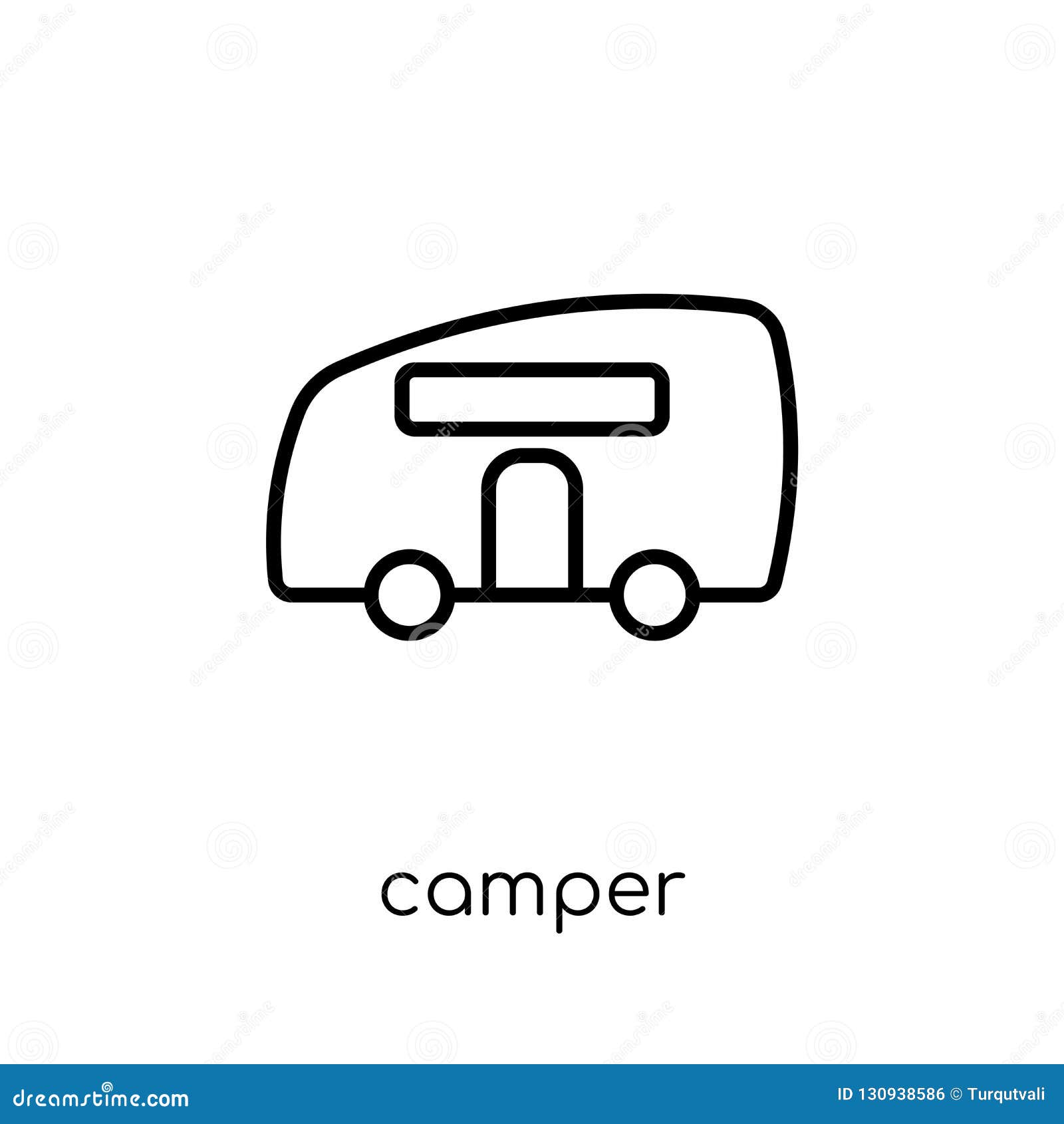 Camper Icon. Trendy Modern Flat Linear Vector Camper Icon on White ...