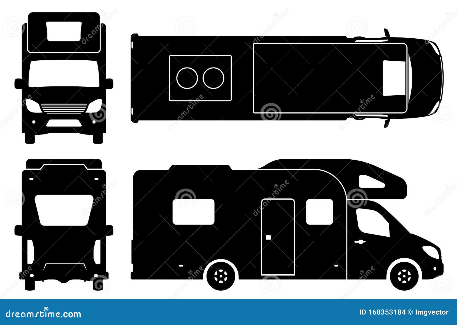 camper van black icons  