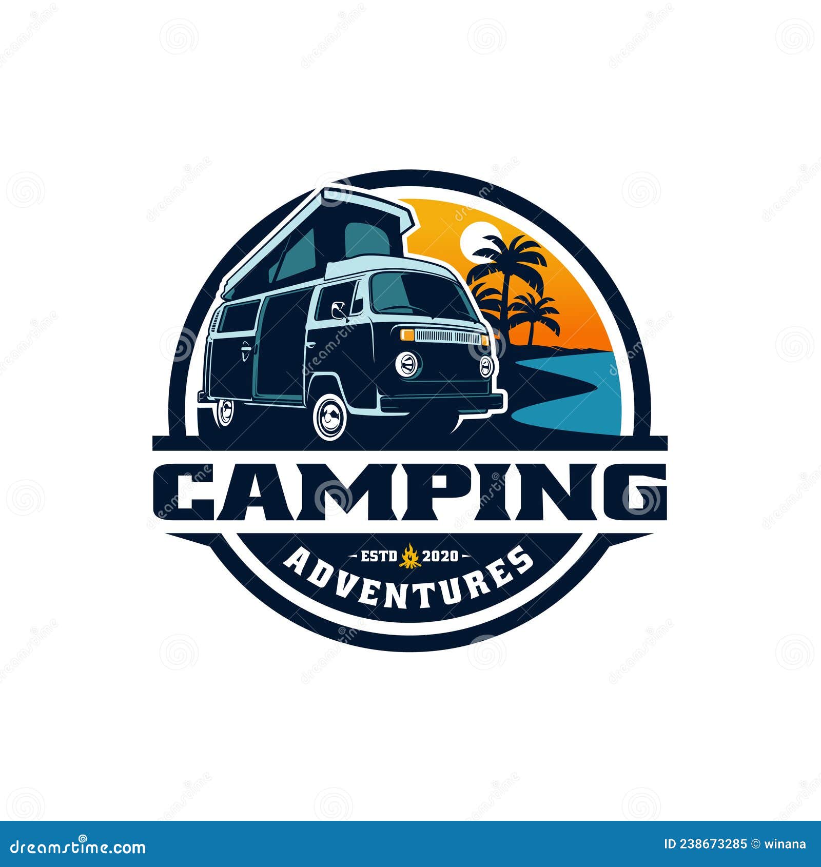 Retro Camper Van Logo Vector Stock Illustration - Illustration of ...