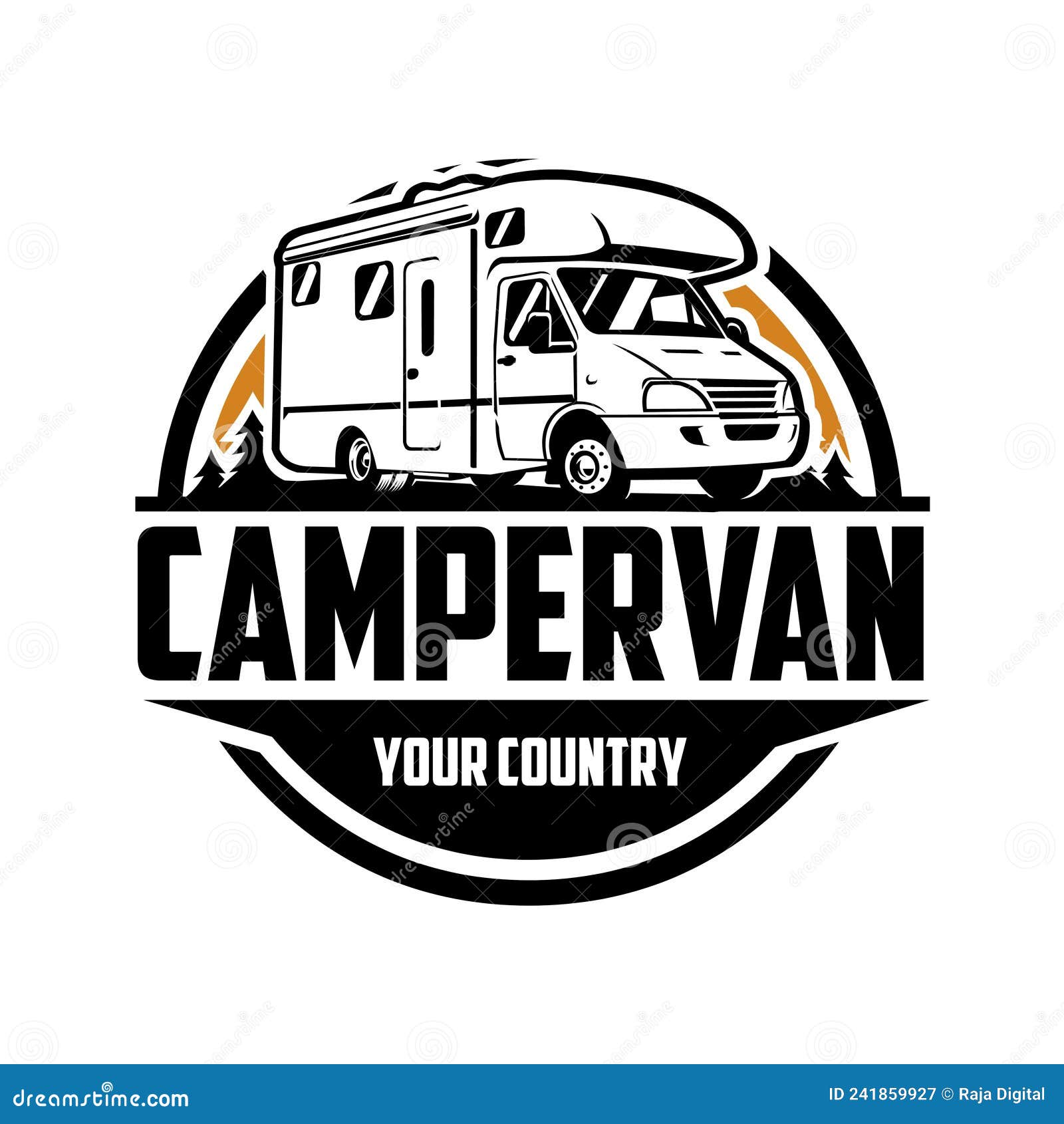 Camper Van RV Motor Home Classic Circle Emblem Logo Vector Isolated ...