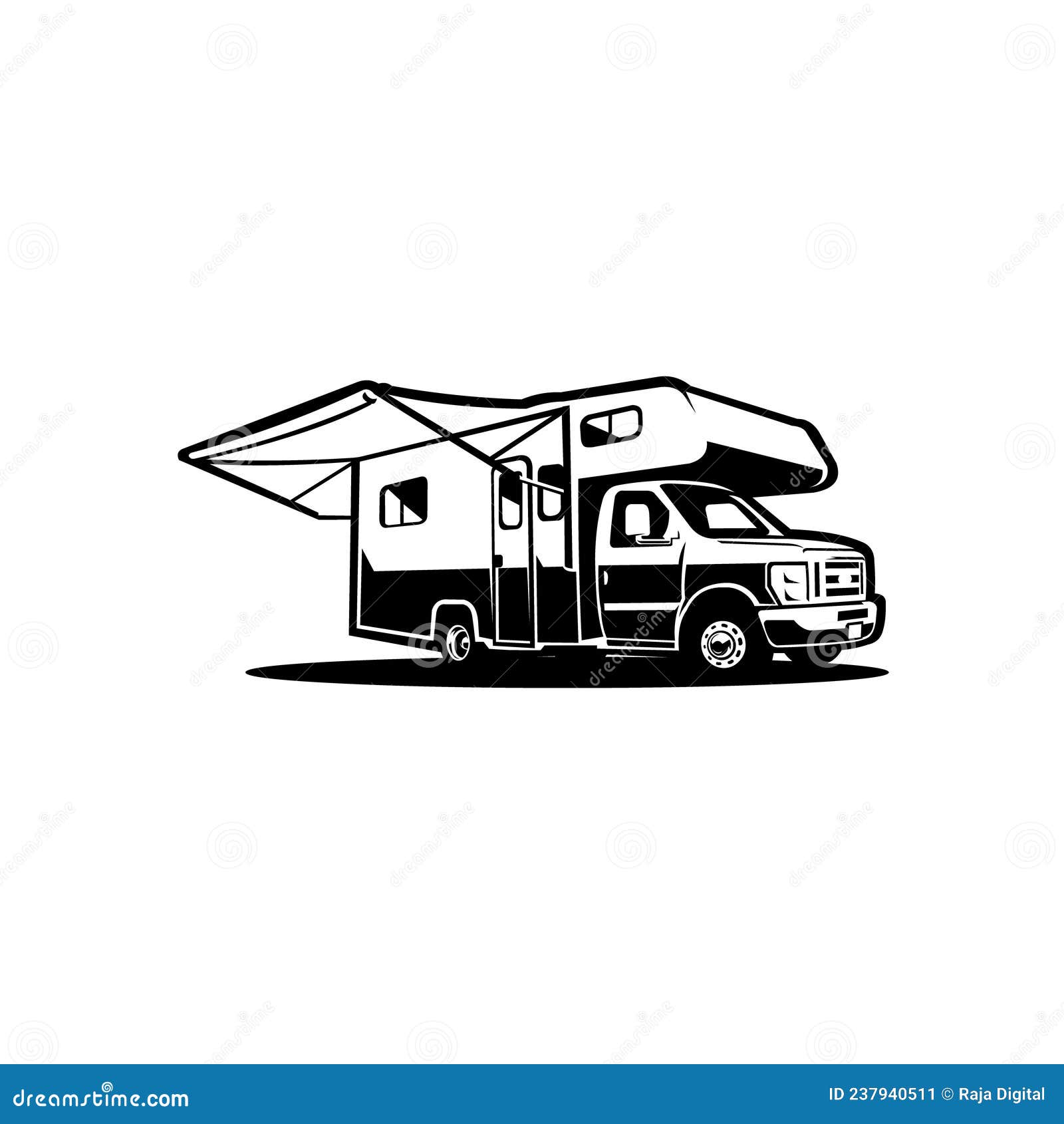 Camper Van Silhouette Vector Illustration. Ready Made Motorhome Caravan ...