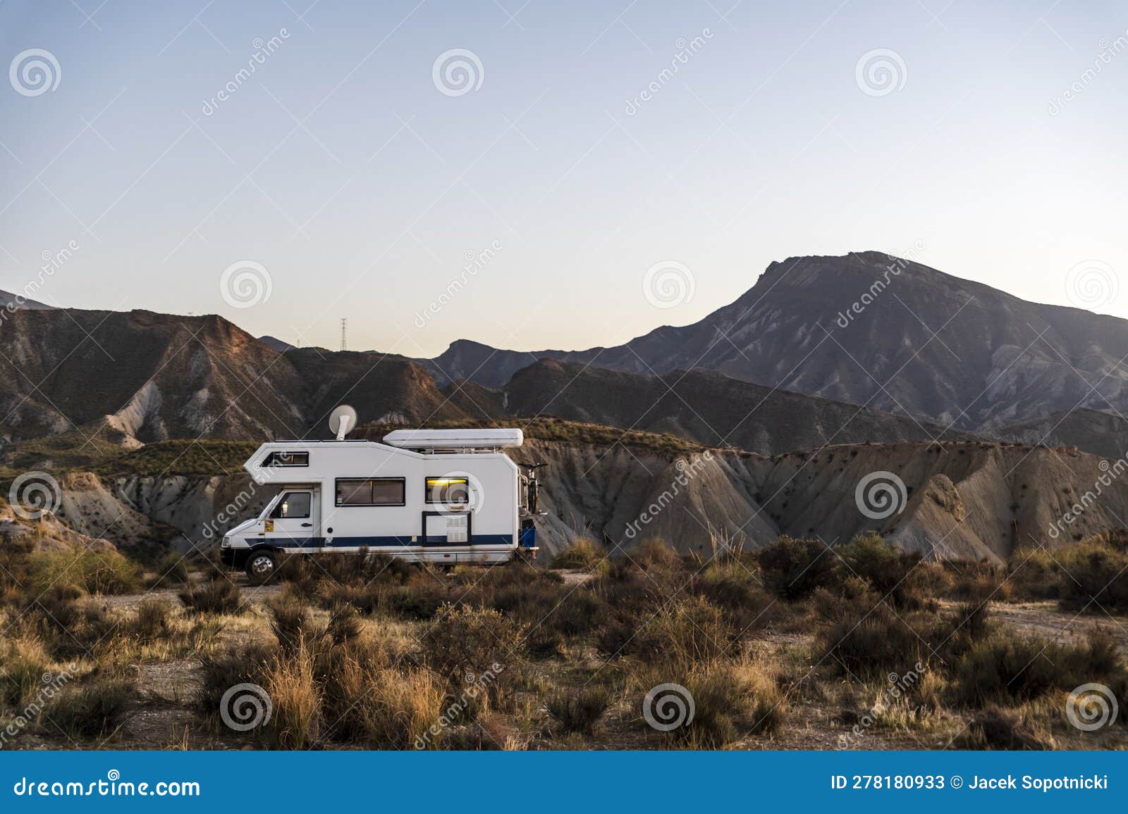 camper van in the tabernas desert (spanish: desierto de tabernas) spain