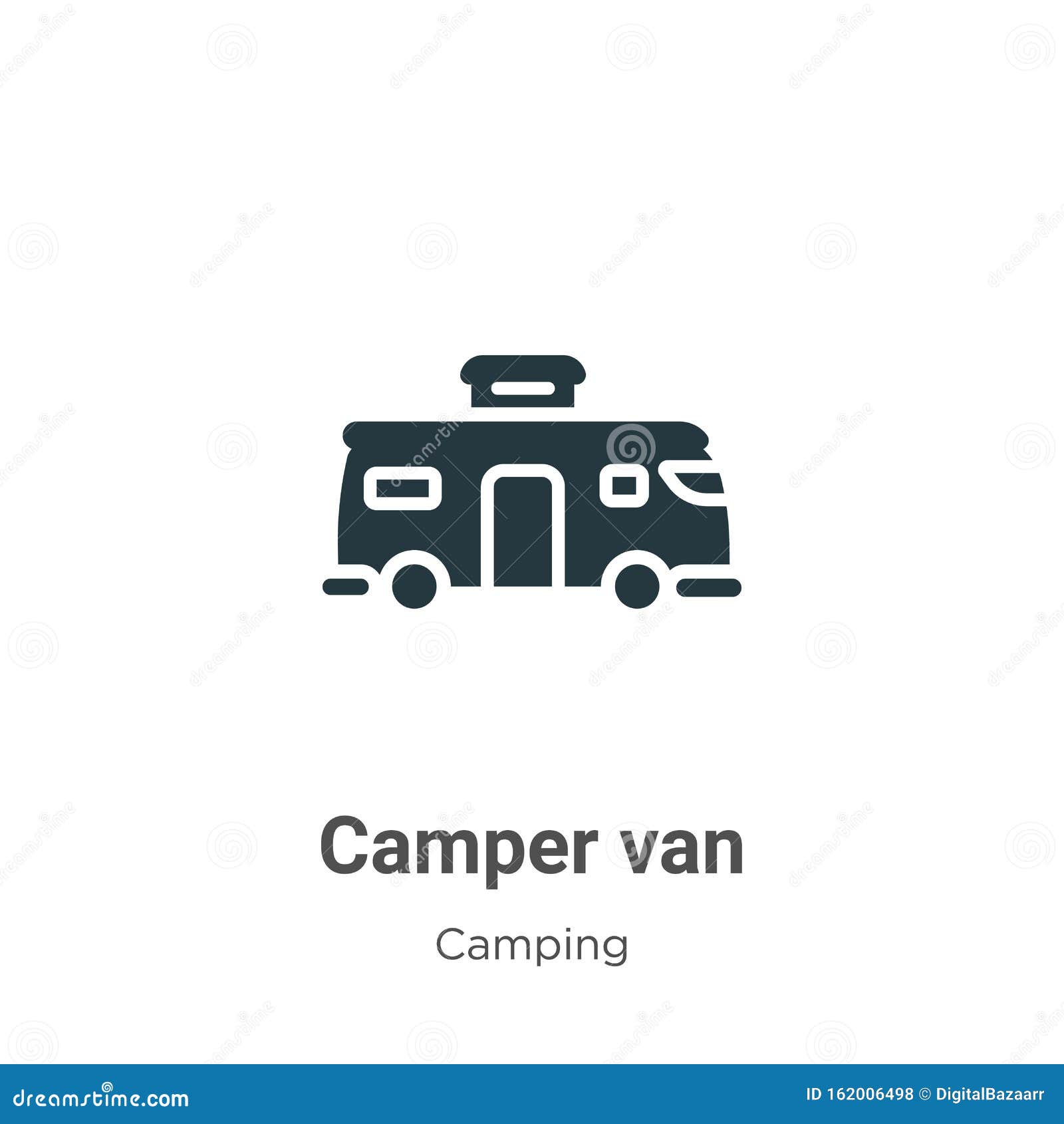 Camper Van Vector Icon on White Background. Flat Vector Camper Van Icon ...