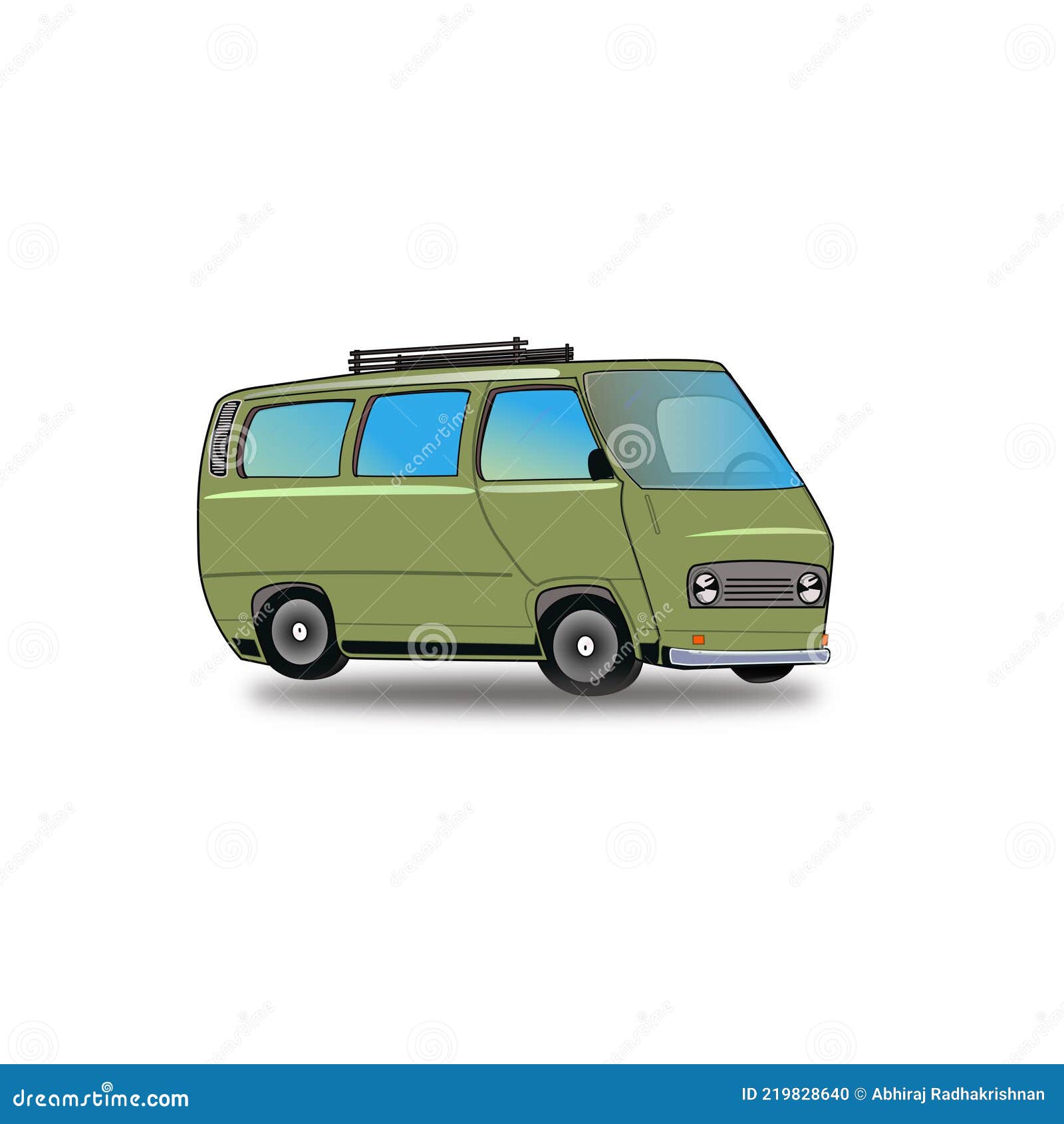 Campervan green color. stock illustration. Illustration of class